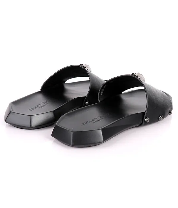 P.Plein Styled Footbed Cover Slide|Black