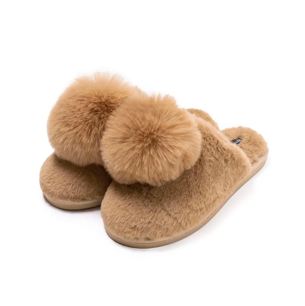 Pretty You London Danni Pom Pom Mule Slippers