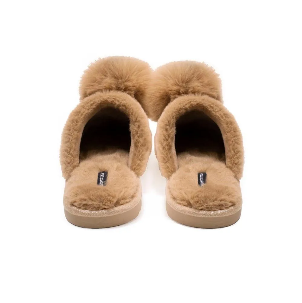 Pretty You London Danni Pom Pom Mule Slippers
