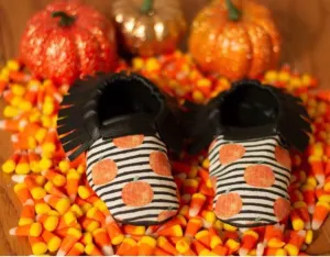 Pumpkin Stripe Fringe Moccs