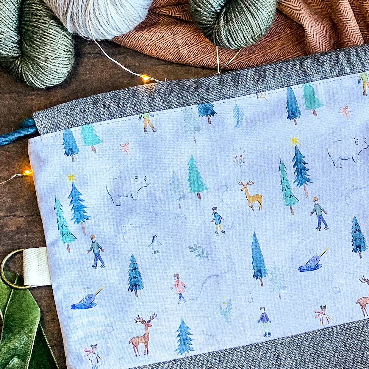 "Winter Joy"- Knitting Project Bag- Ready to Ship