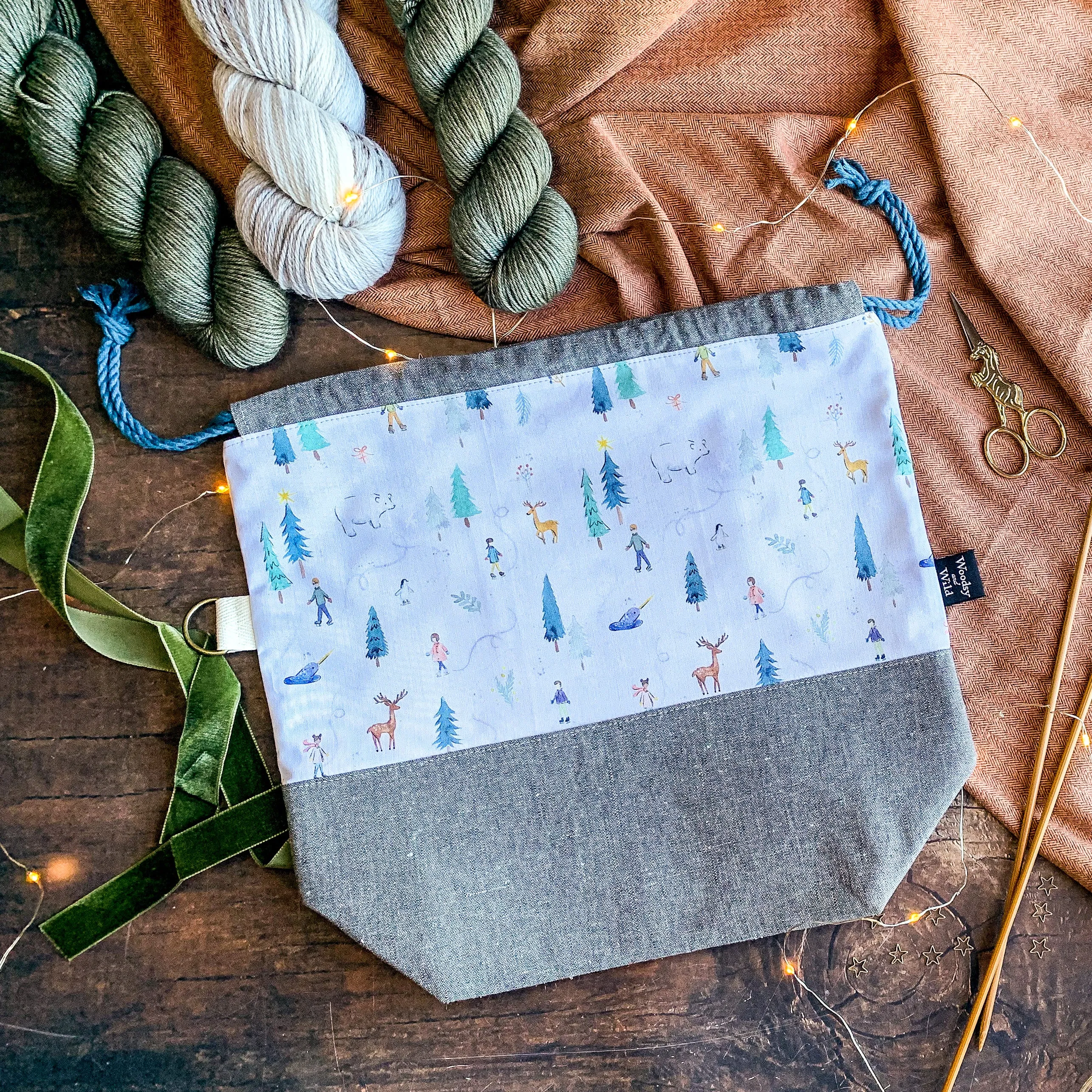 "Winter Joy"- Knitting Project Bag- Ready to Ship