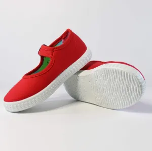 Red Canvas Mary Jane's