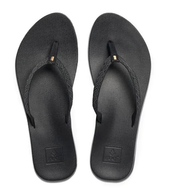Reef Womens Cushion Bounce Woven Flip Flops  - Black