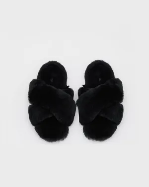 Rex rabbit fur slippers