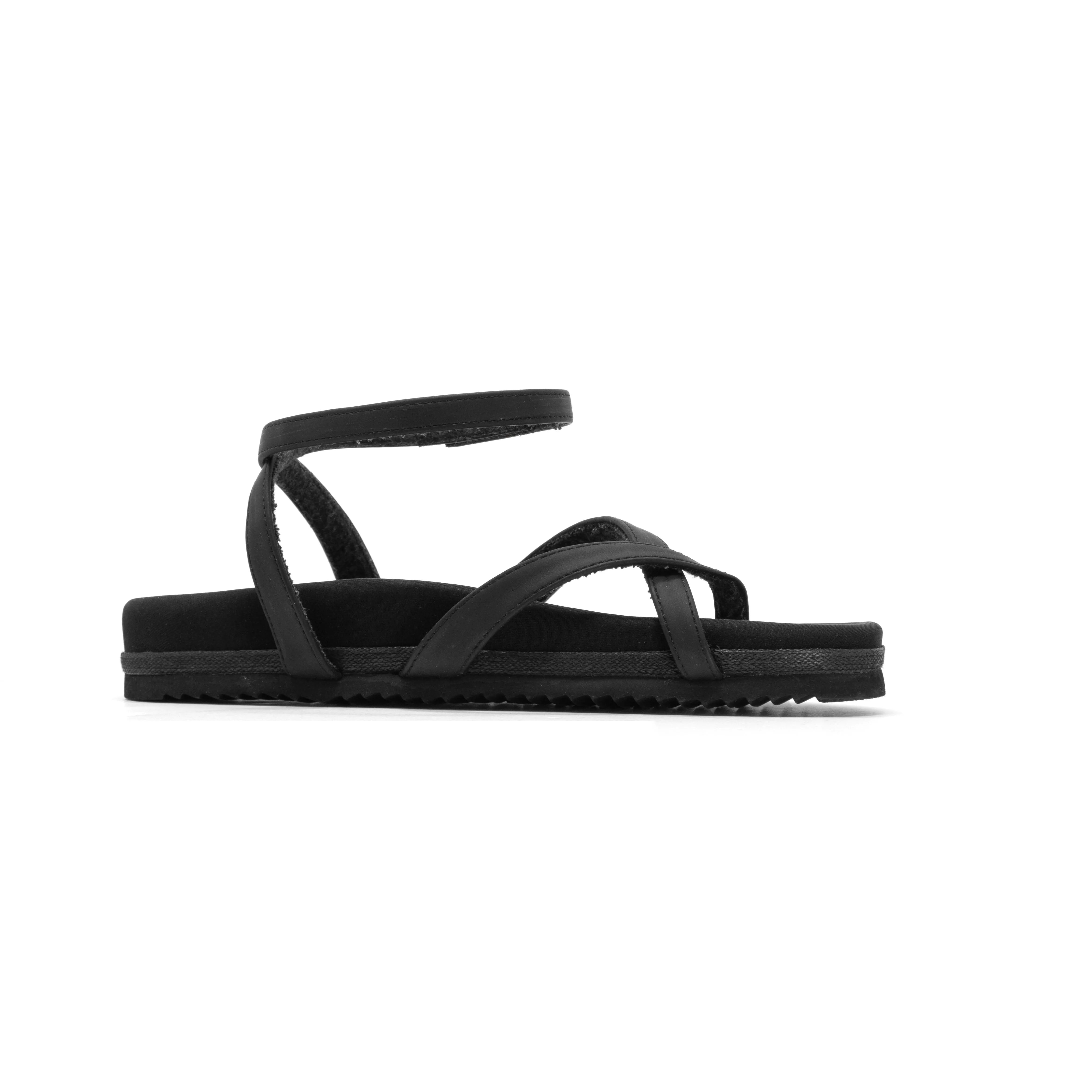 ROAM CROSS WRAP SANDAL BLACK VEGAN LEATHER