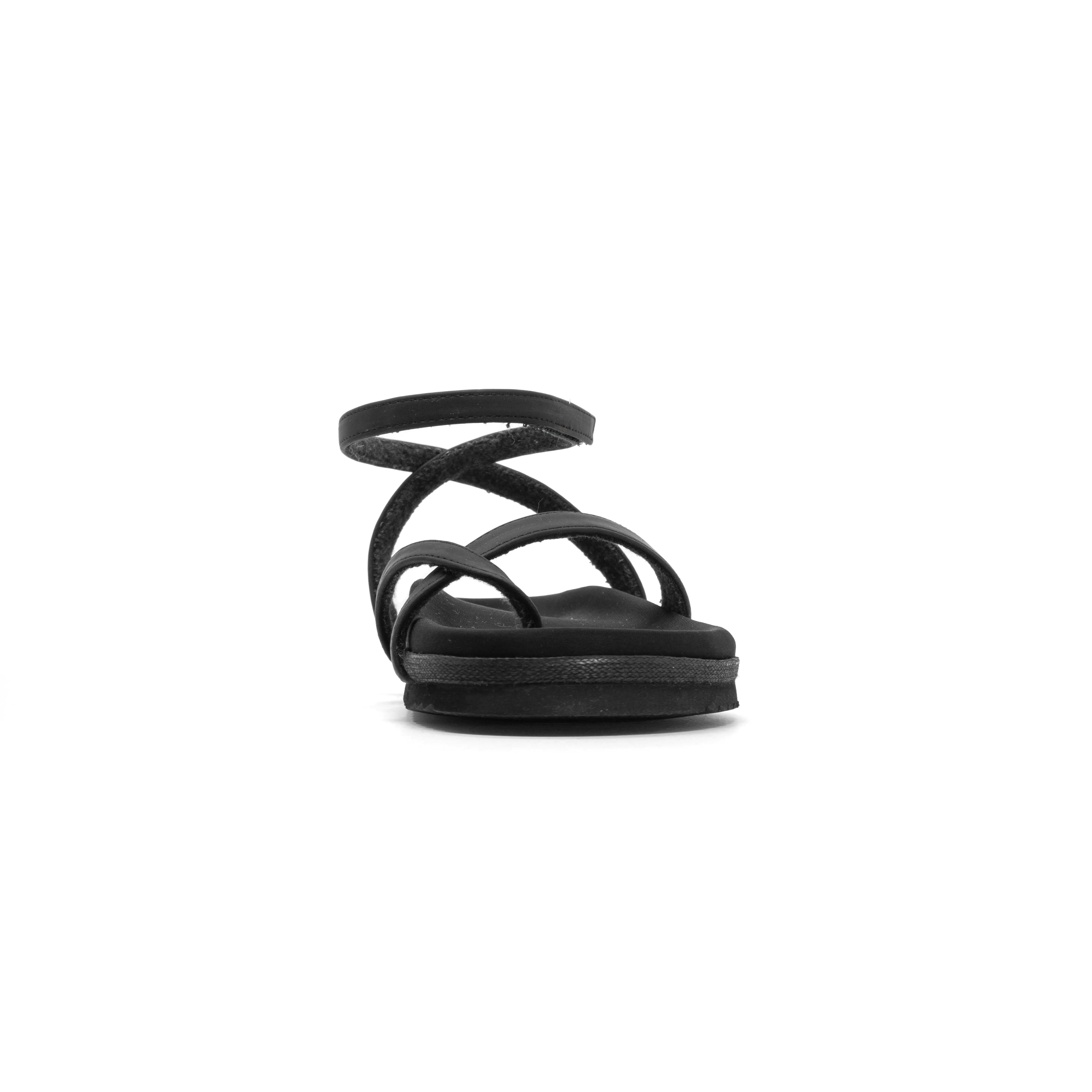 ROAM CROSS WRAP SANDAL BLACK VEGAN LEATHER
