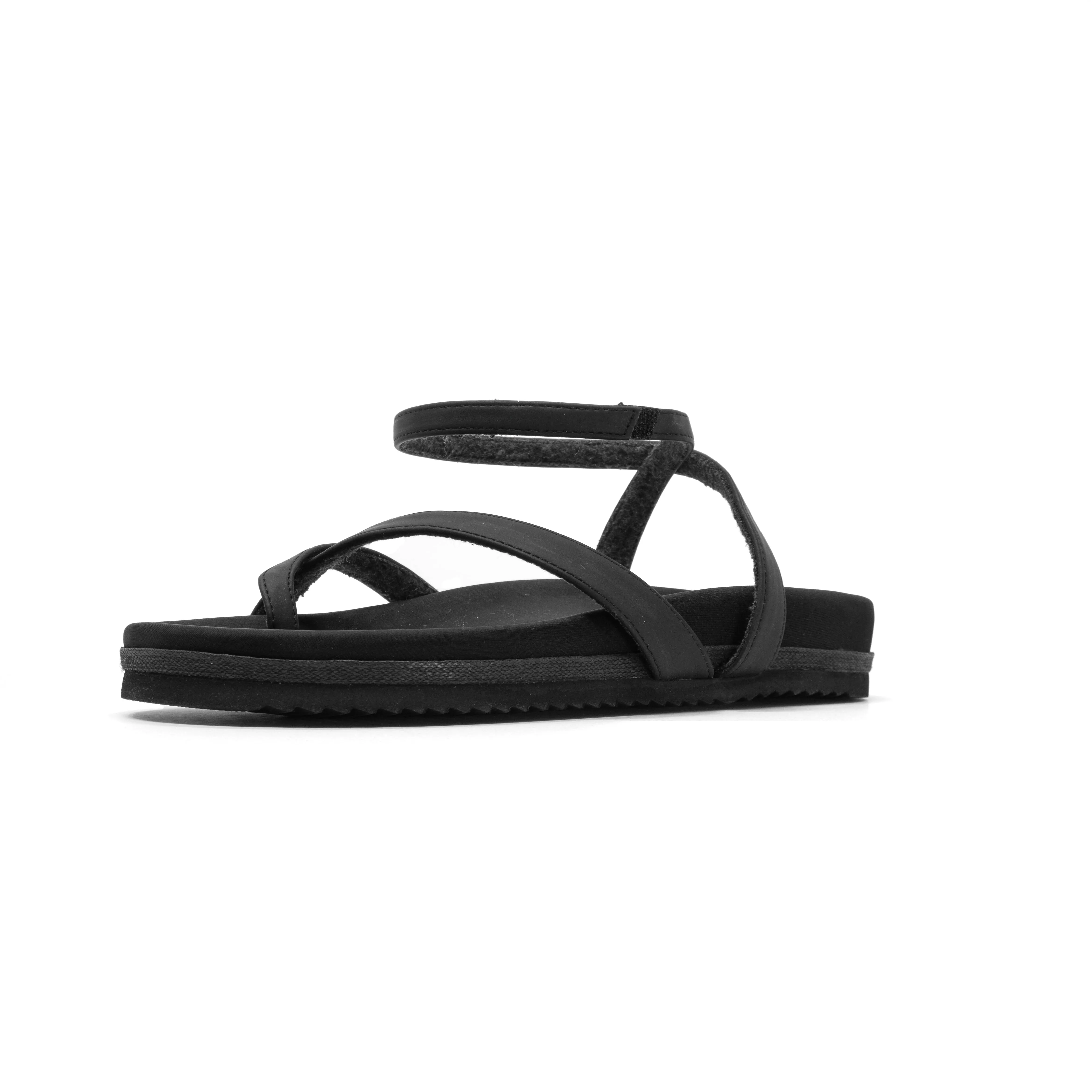 ROAM CROSS WRAP SANDAL BLACK VEGAN LEATHER