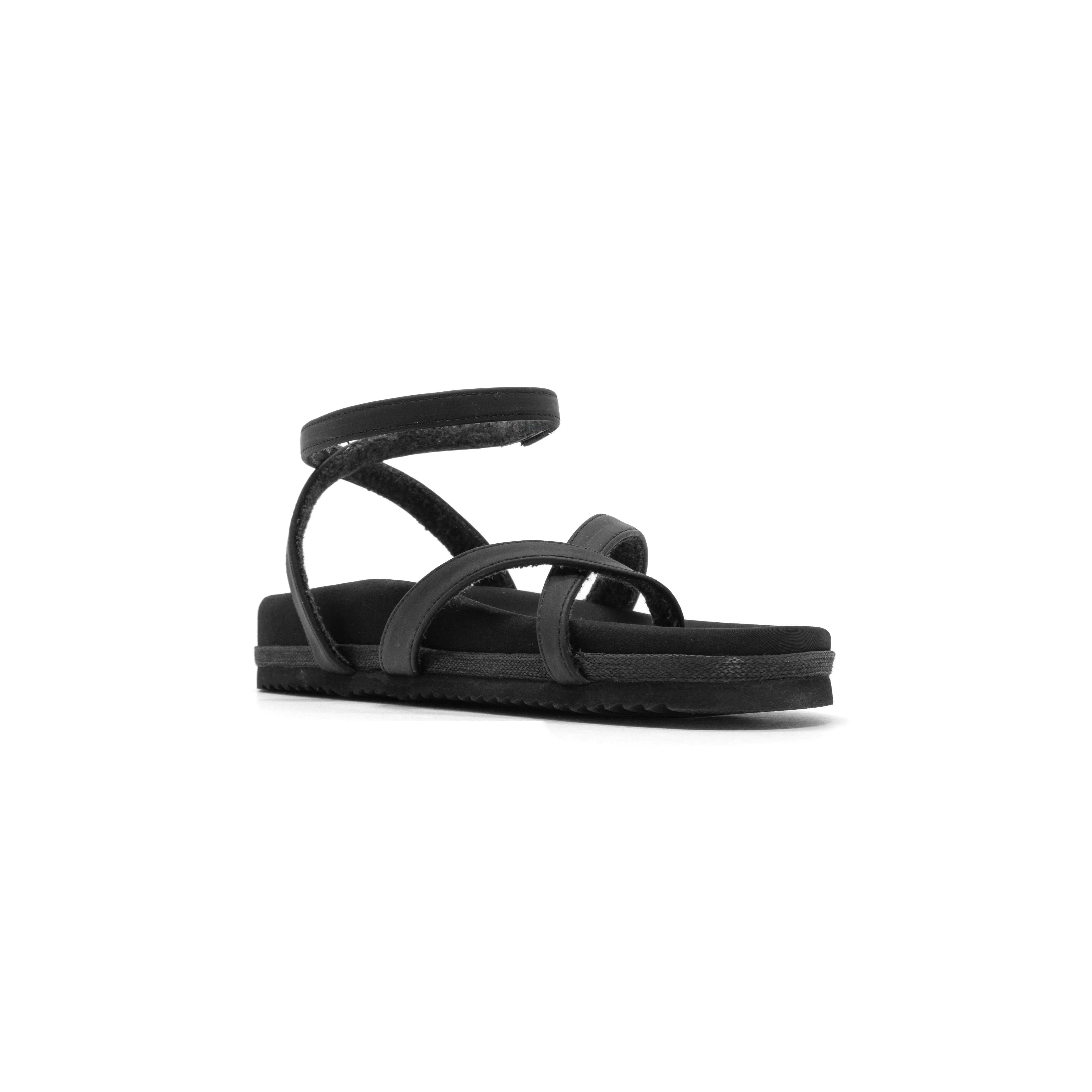 ROAM CROSS WRAP SANDAL BLACK VEGAN LEATHER