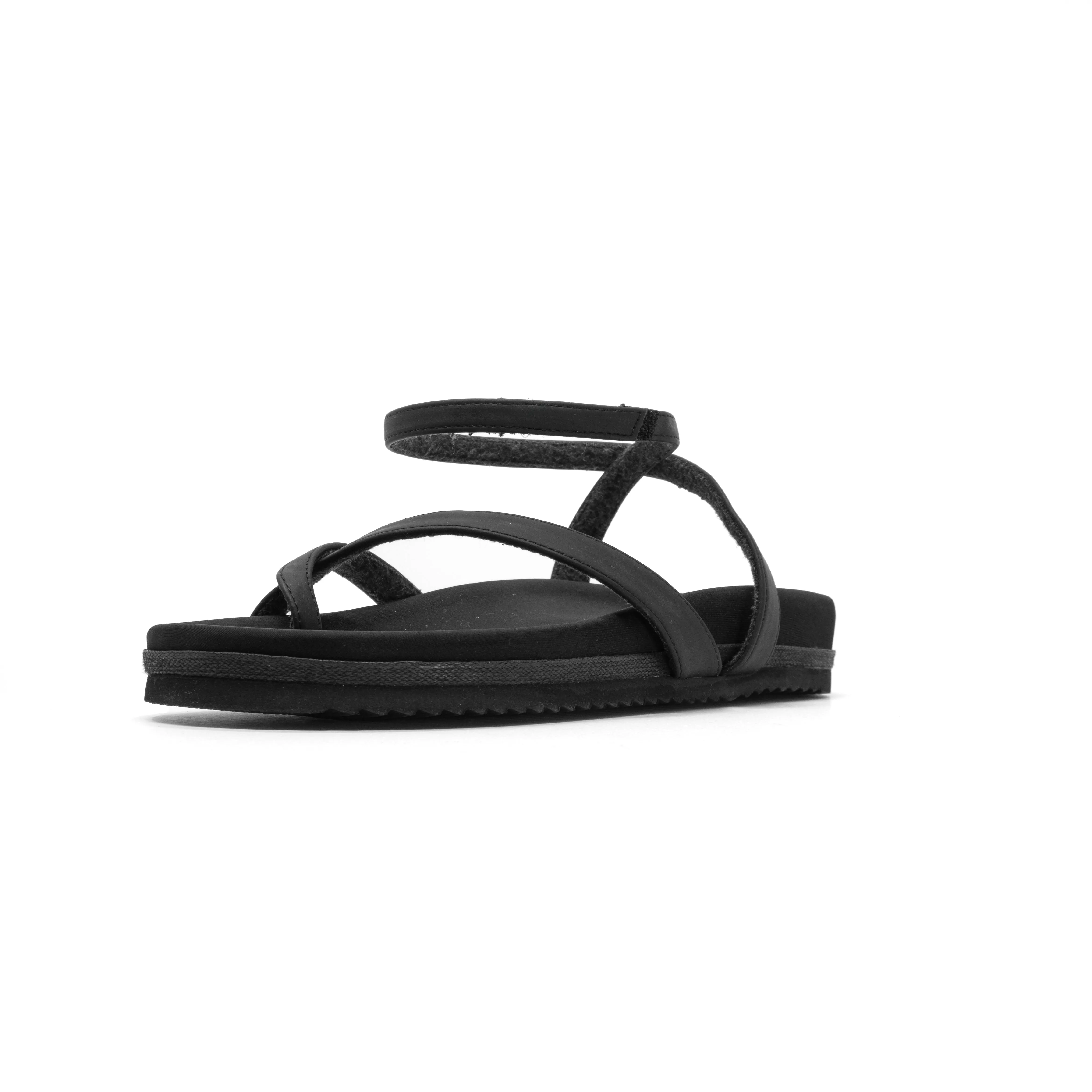 ROAM CROSS WRAP SANDAL BLACK VEGAN LEATHER