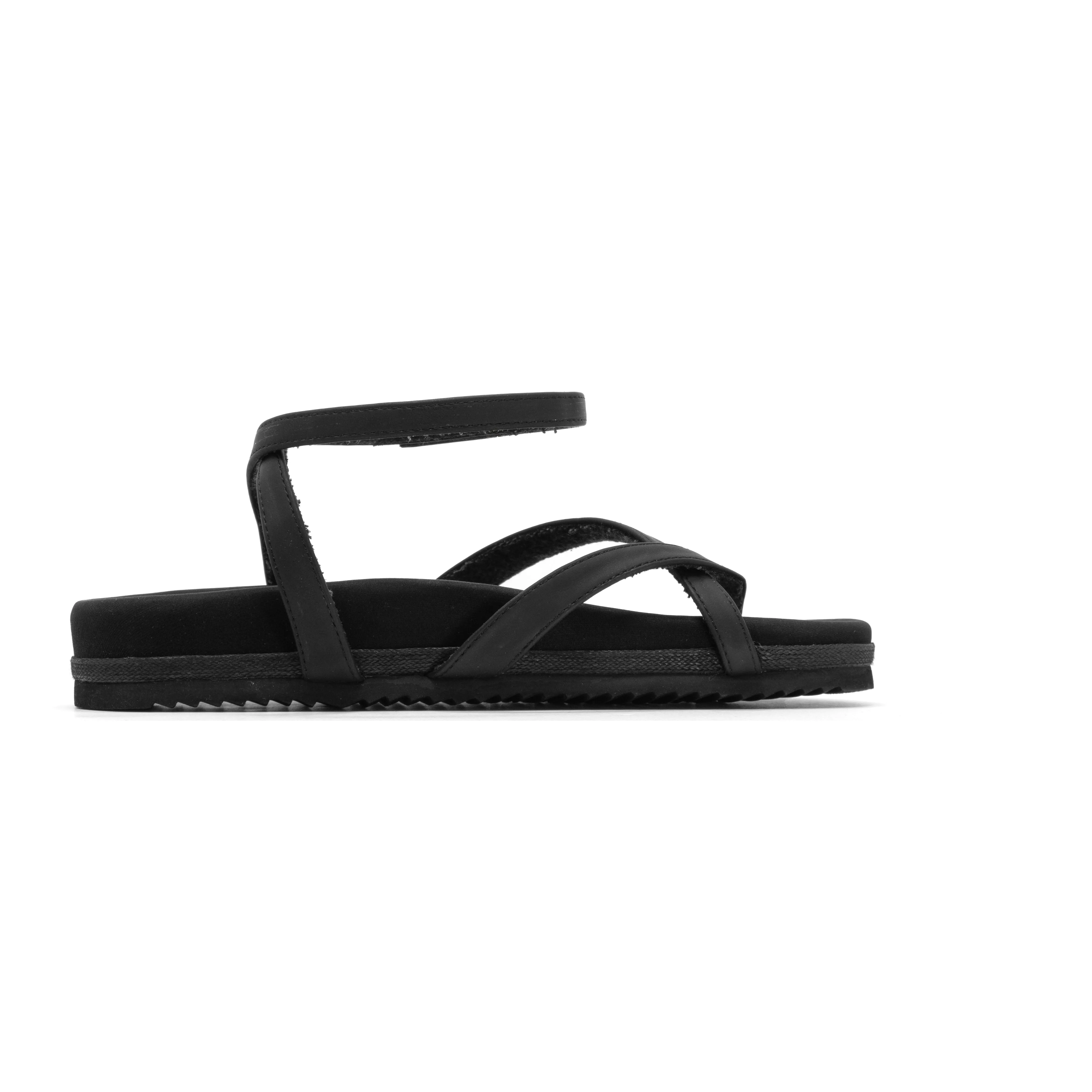 ROAM CROSS WRAP SANDAL BLACK VEGAN LEATHER