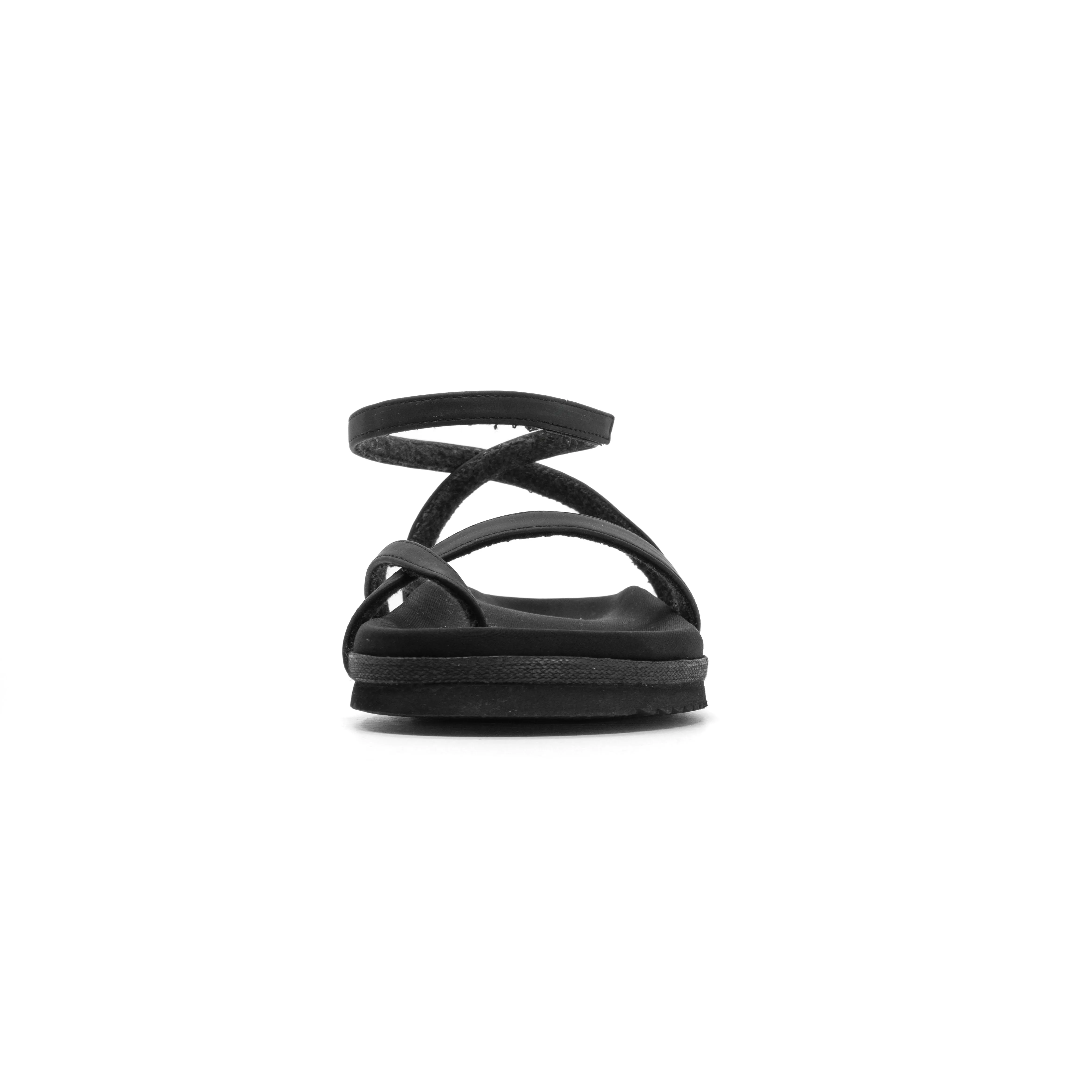 ROAM CROSS WRAP SANDAL BLACK VEGAN LEATHER