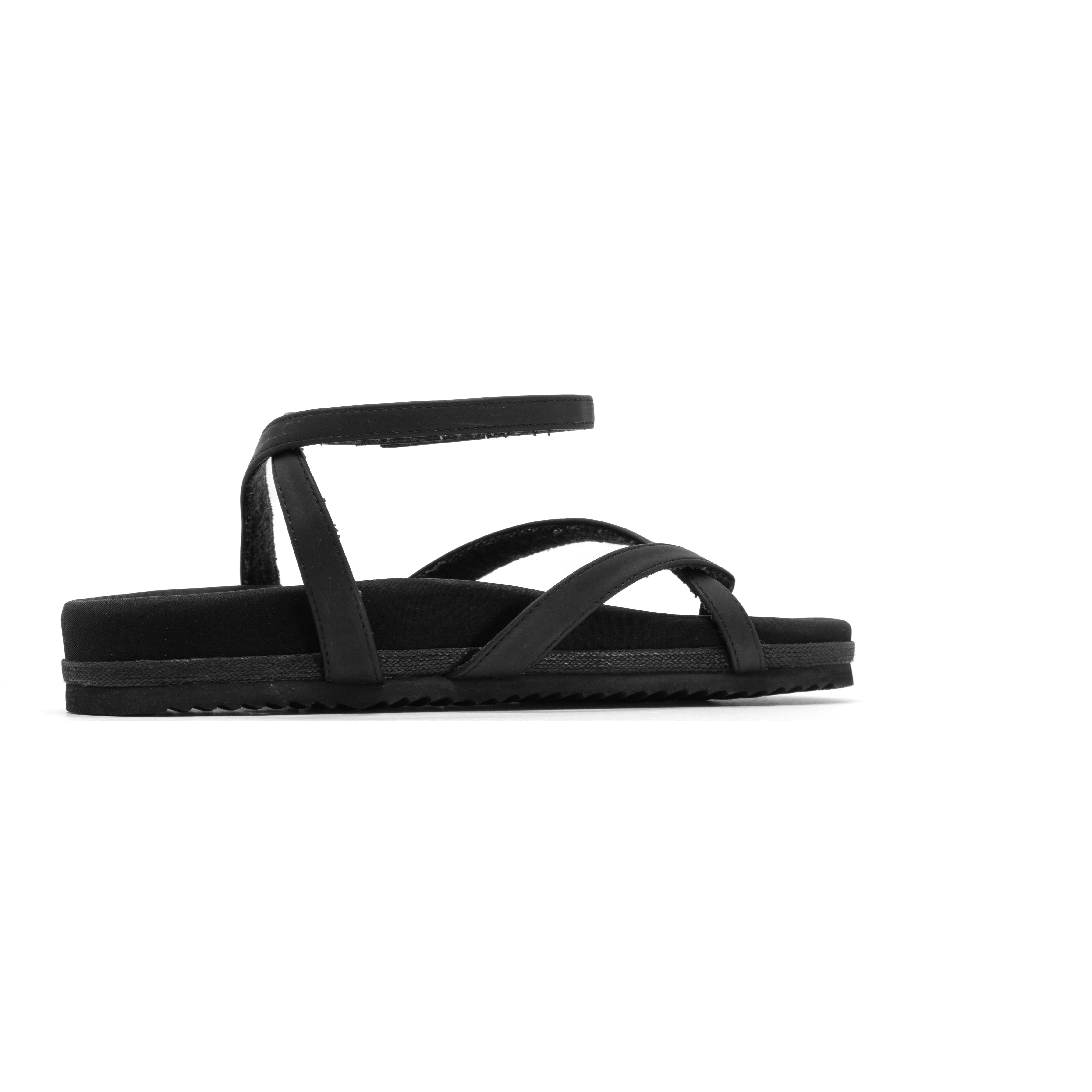 ROAM CROSS WRAP SANDAL BLACK VEGAN LEATHER