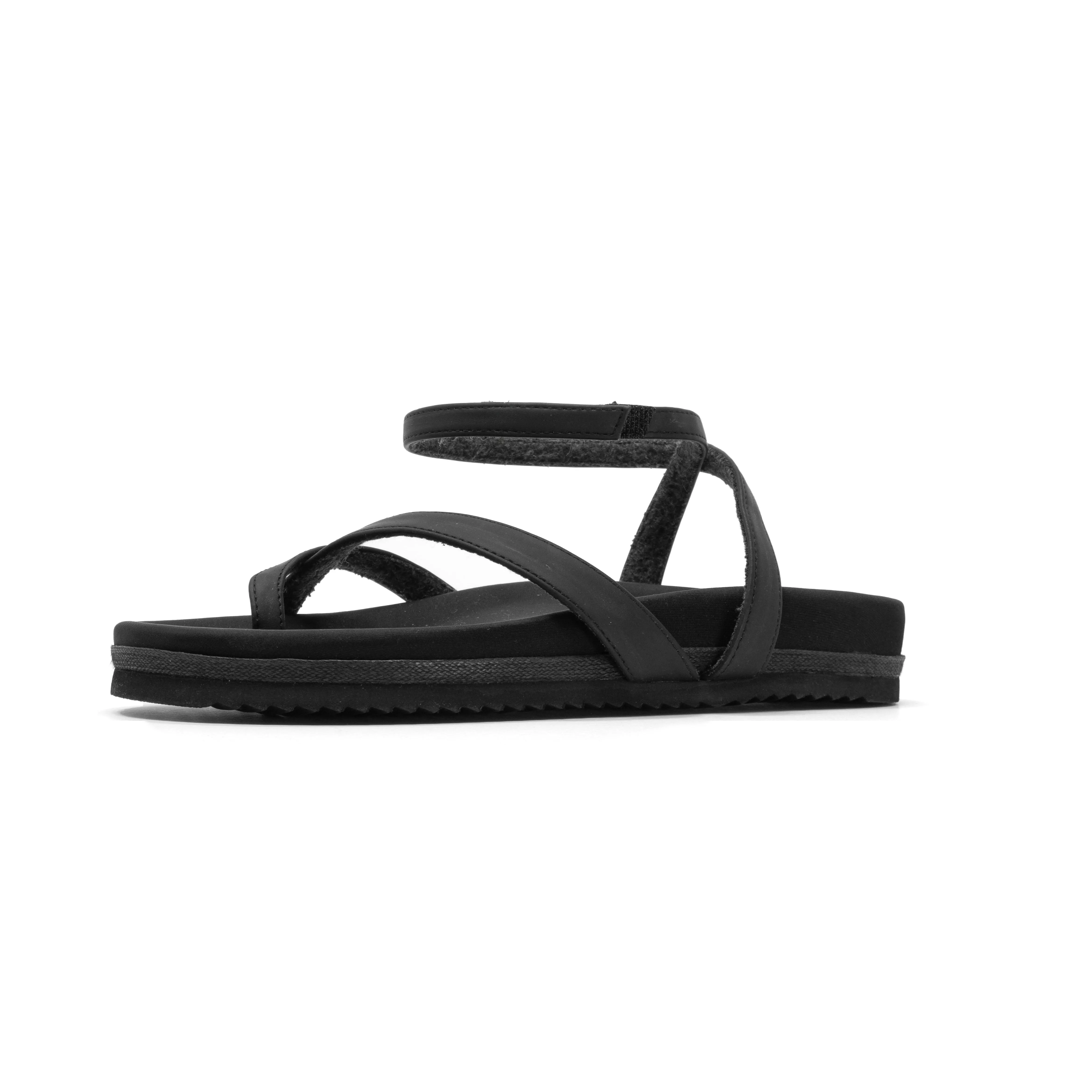 ROAM CROSS WRAP SANDAL BLACK VEGAN LEATHER