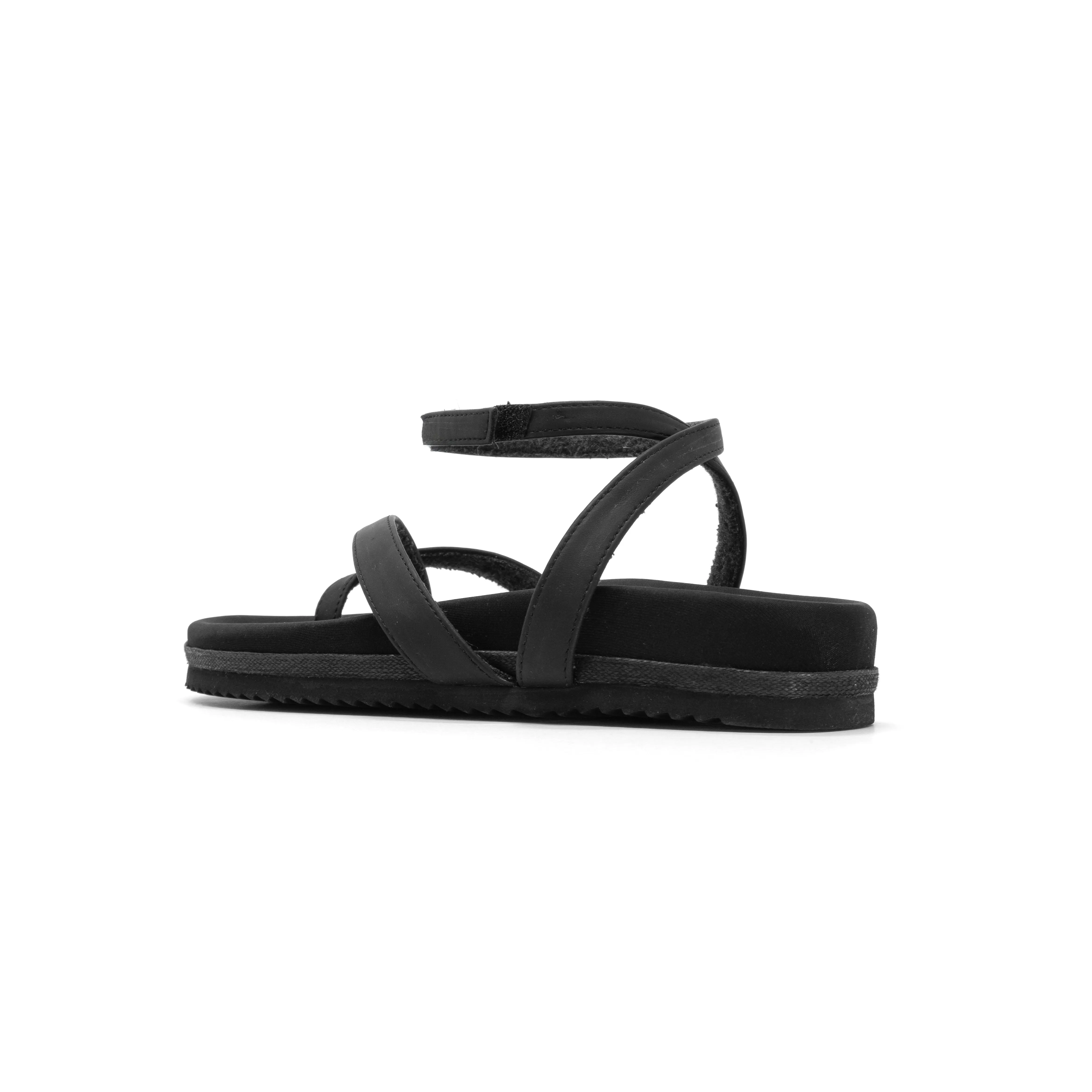 ROAM CROSS WRAP SANDAL BLACK VEGAN LEATHER