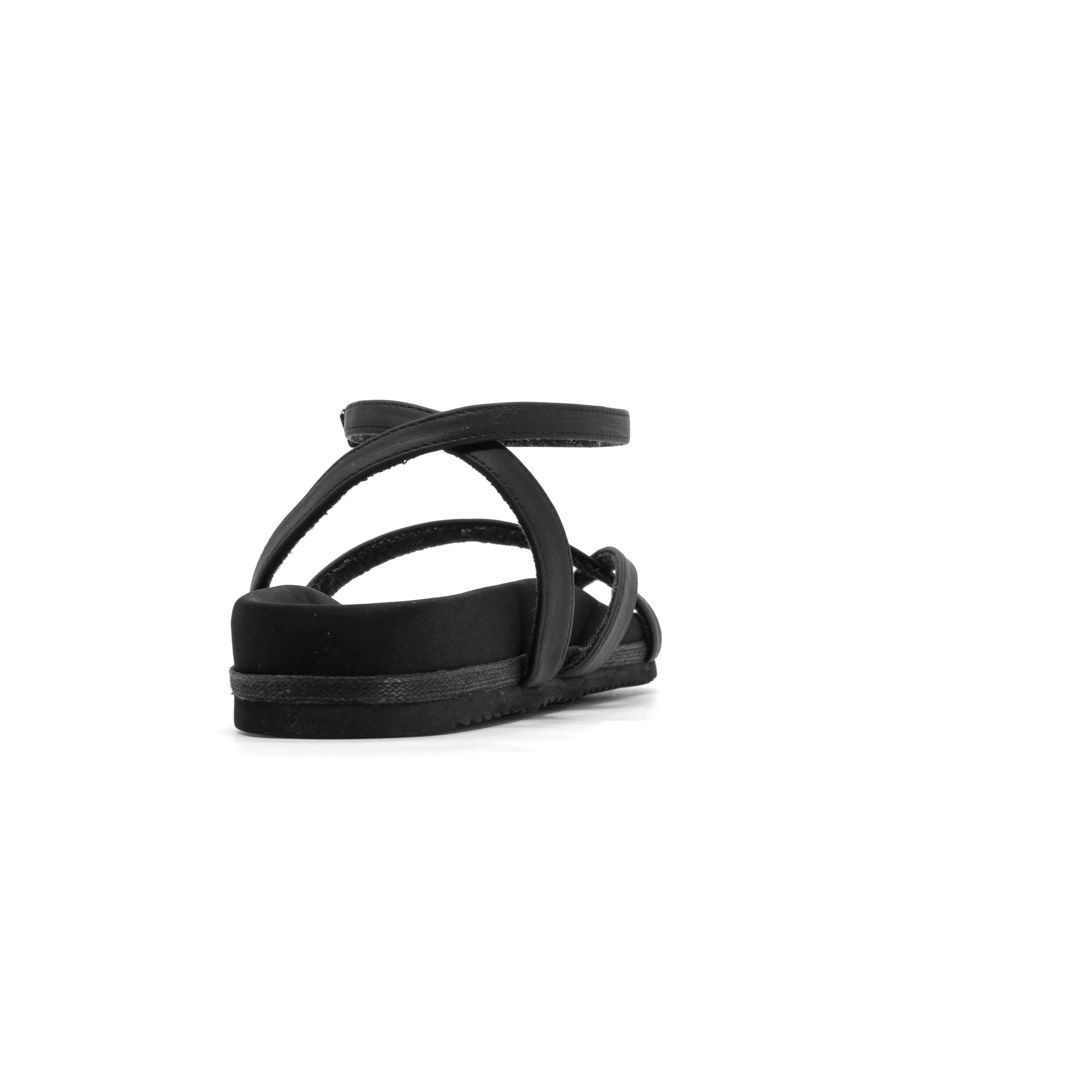 ROAM CROSS WRAP SANDAL BLACK VEGAN LEATHER