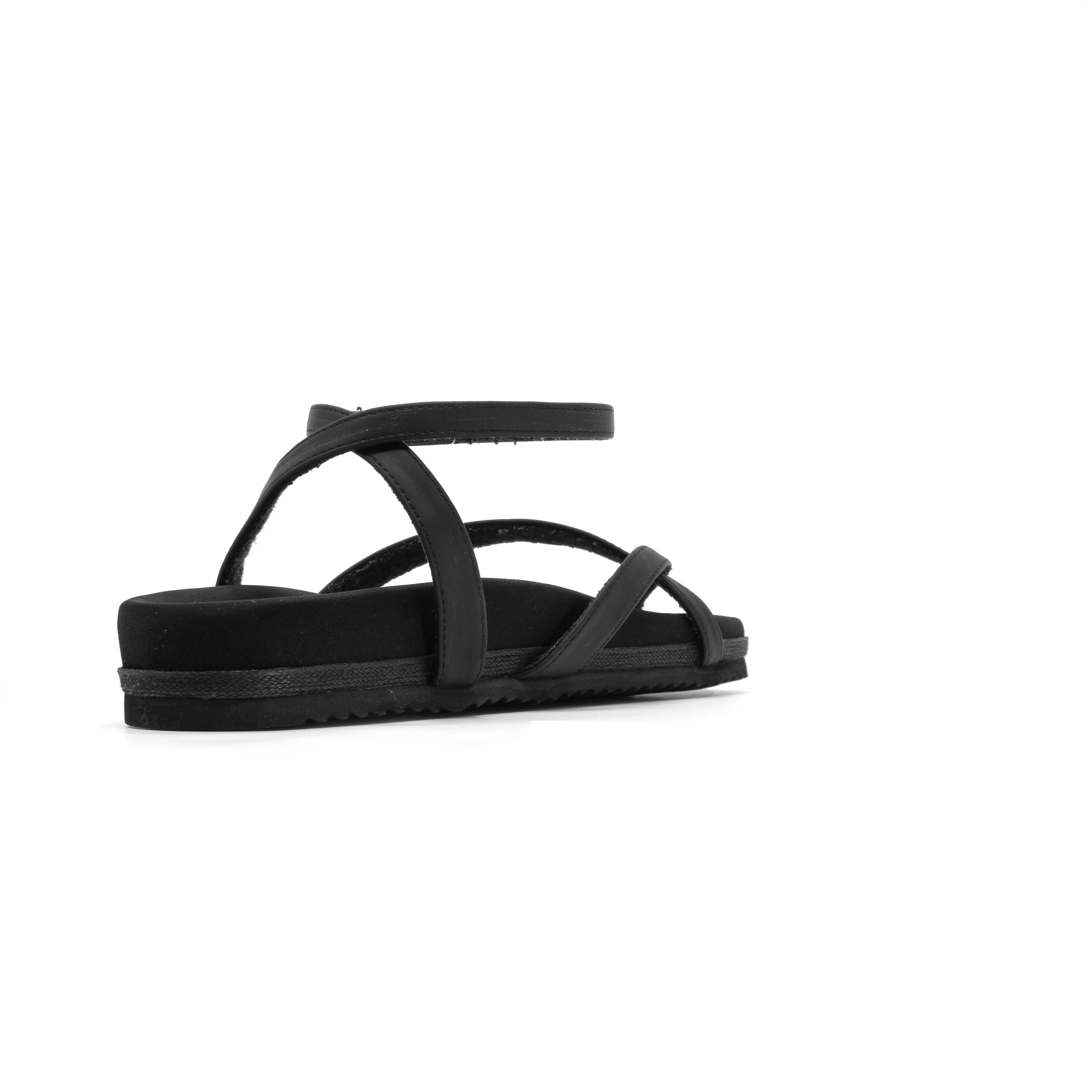 ROAM CROSS WRAP SANDAL BLACK VEGAN LEATHER