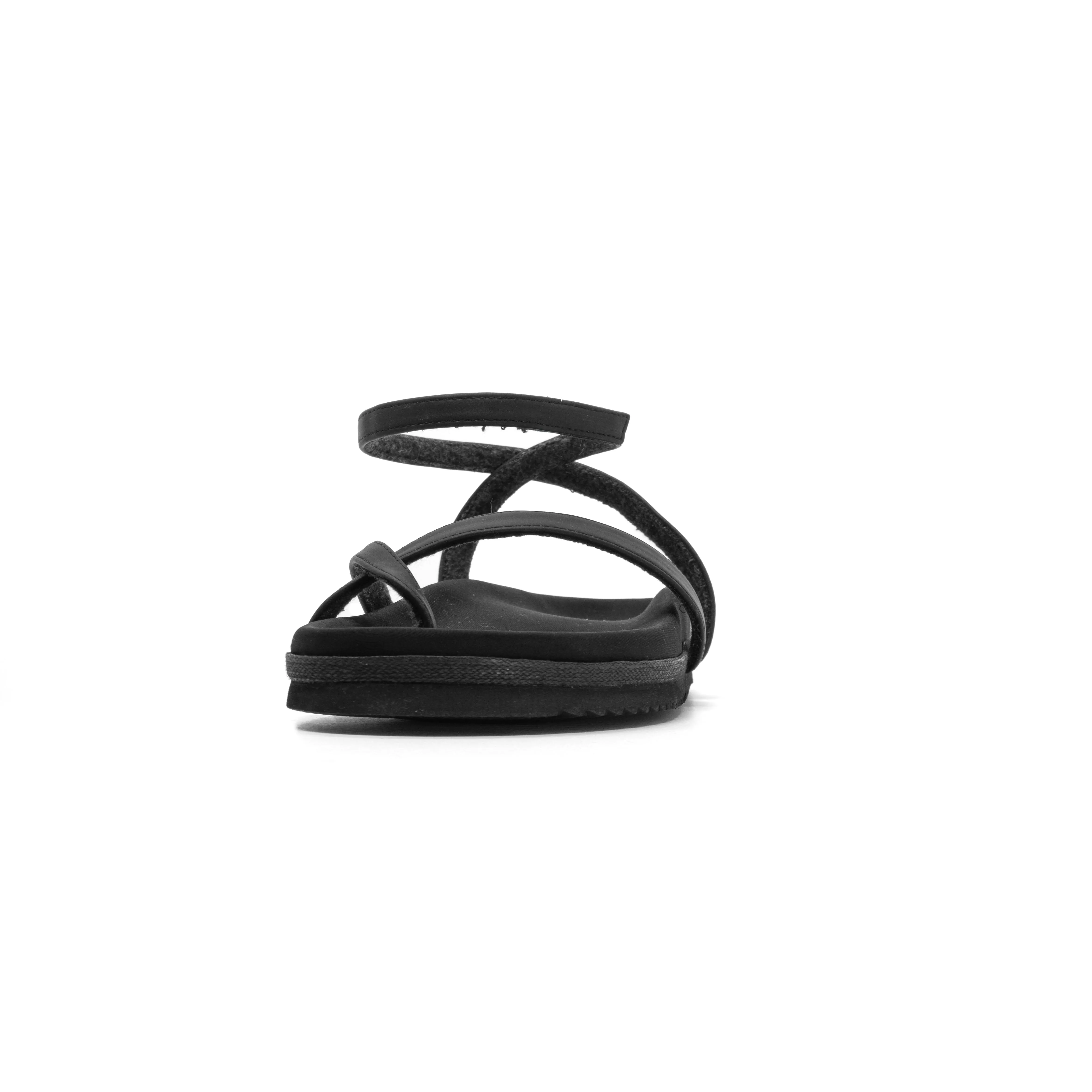 ROAM CROSS WRAP SANDAL BLACK VEGAN LEATHER