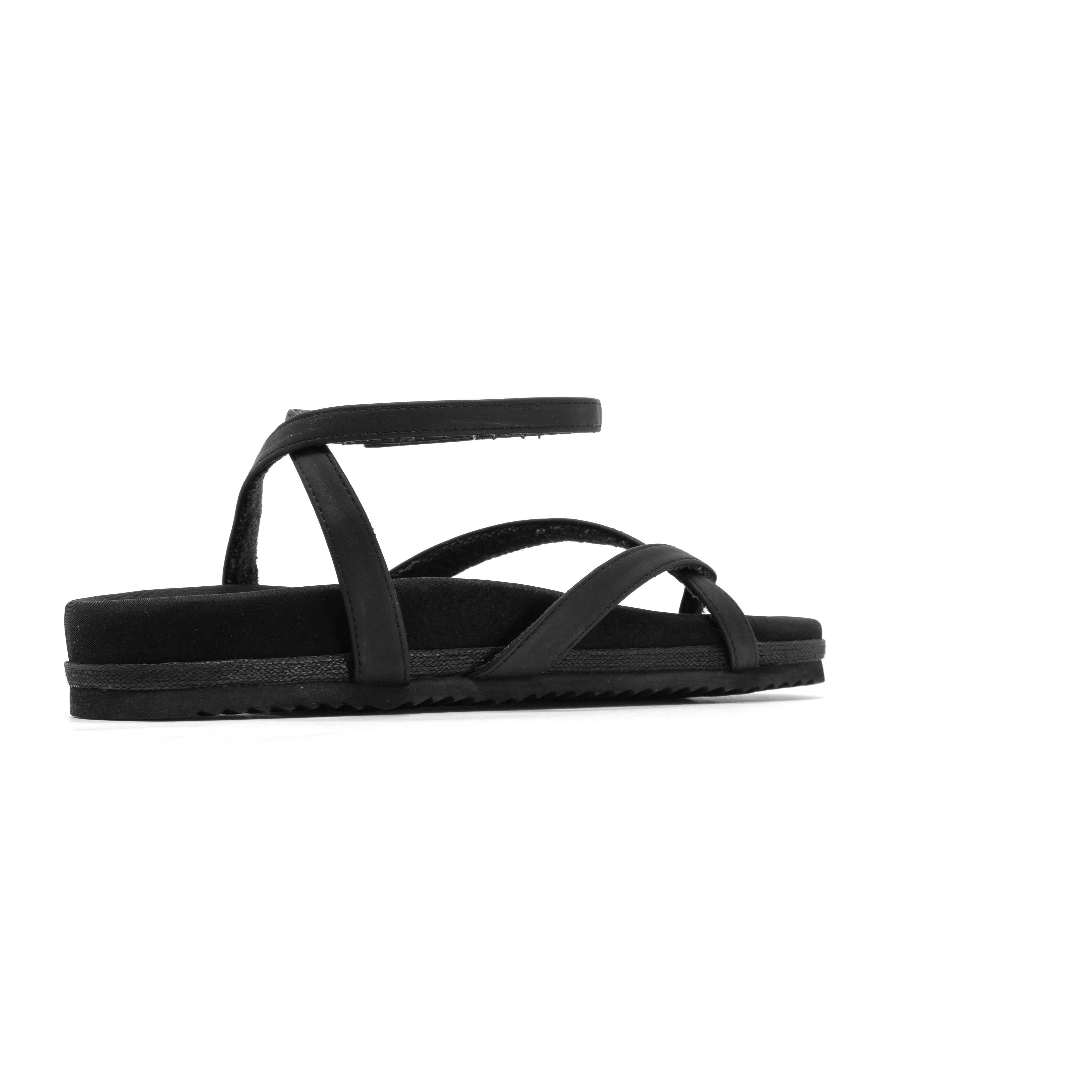 ROAM CROSS WRAP SANDAL BLACK VEGAN LEATHER