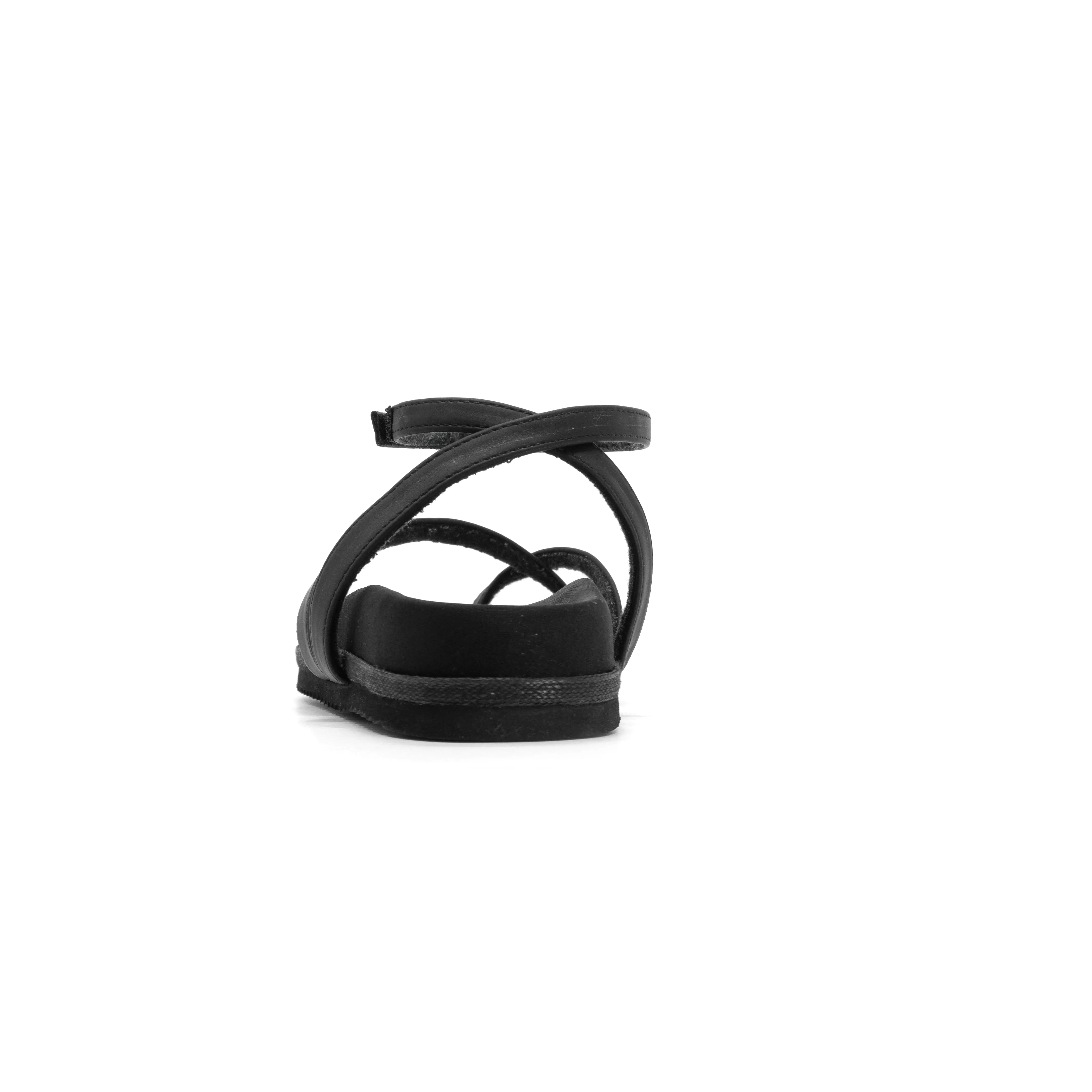ROAM CROSS WRAP SANDAL BLACK VEGAN LEATHER
