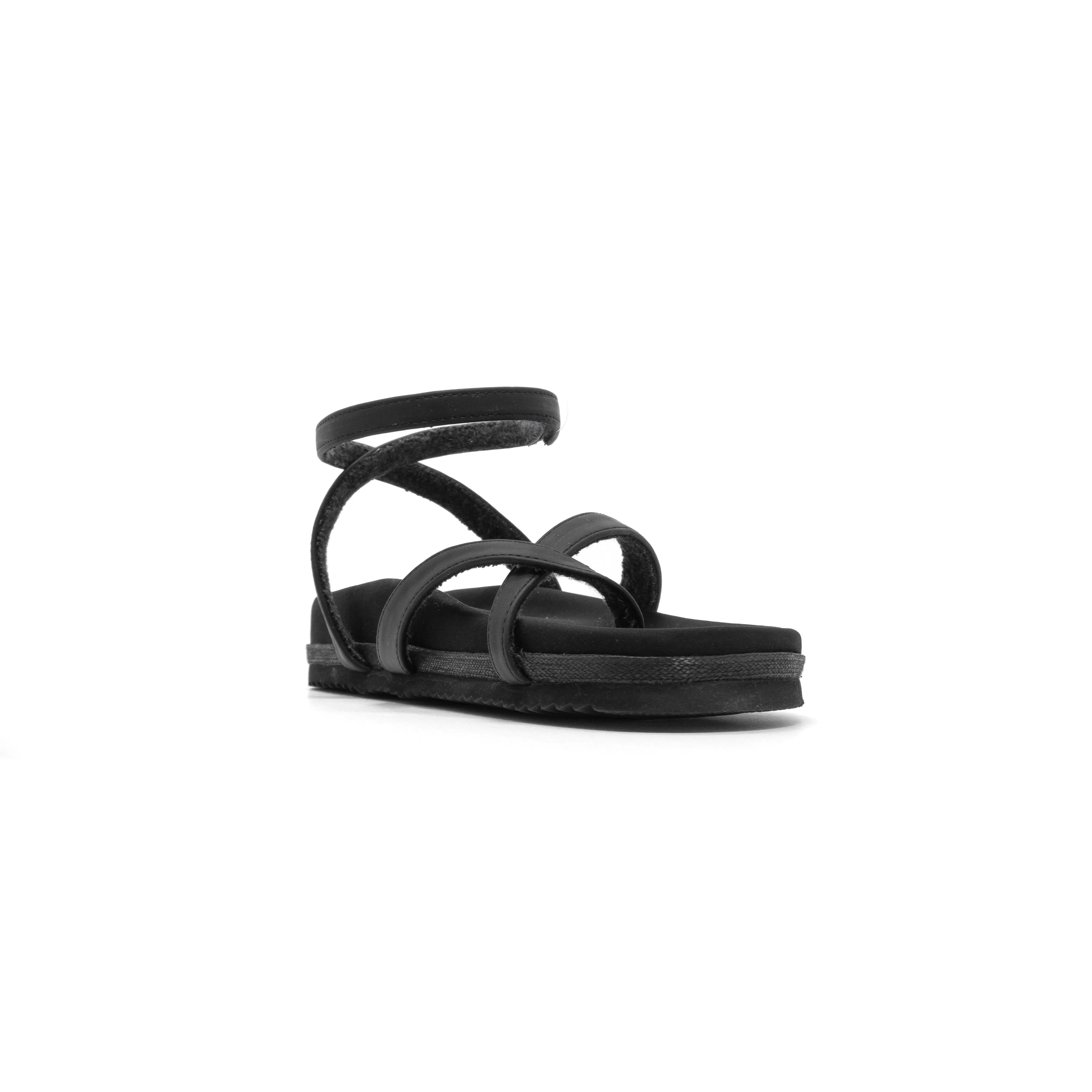 ROAM CROSS WRAP SANDAL BLACK VEGAN LEATHER