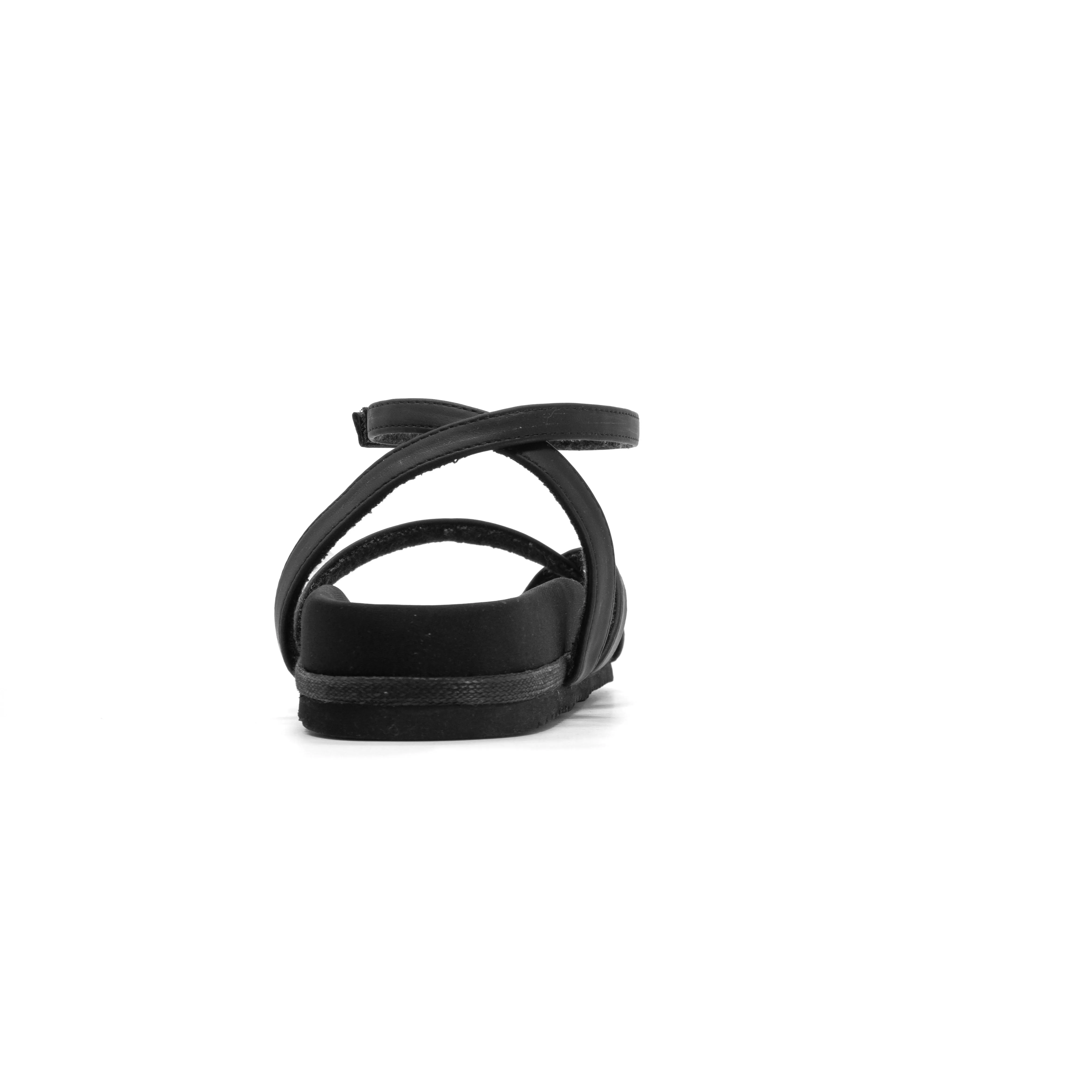 ROAM CROSS WRAP SANDAL BLACK VEGAN LEATHER