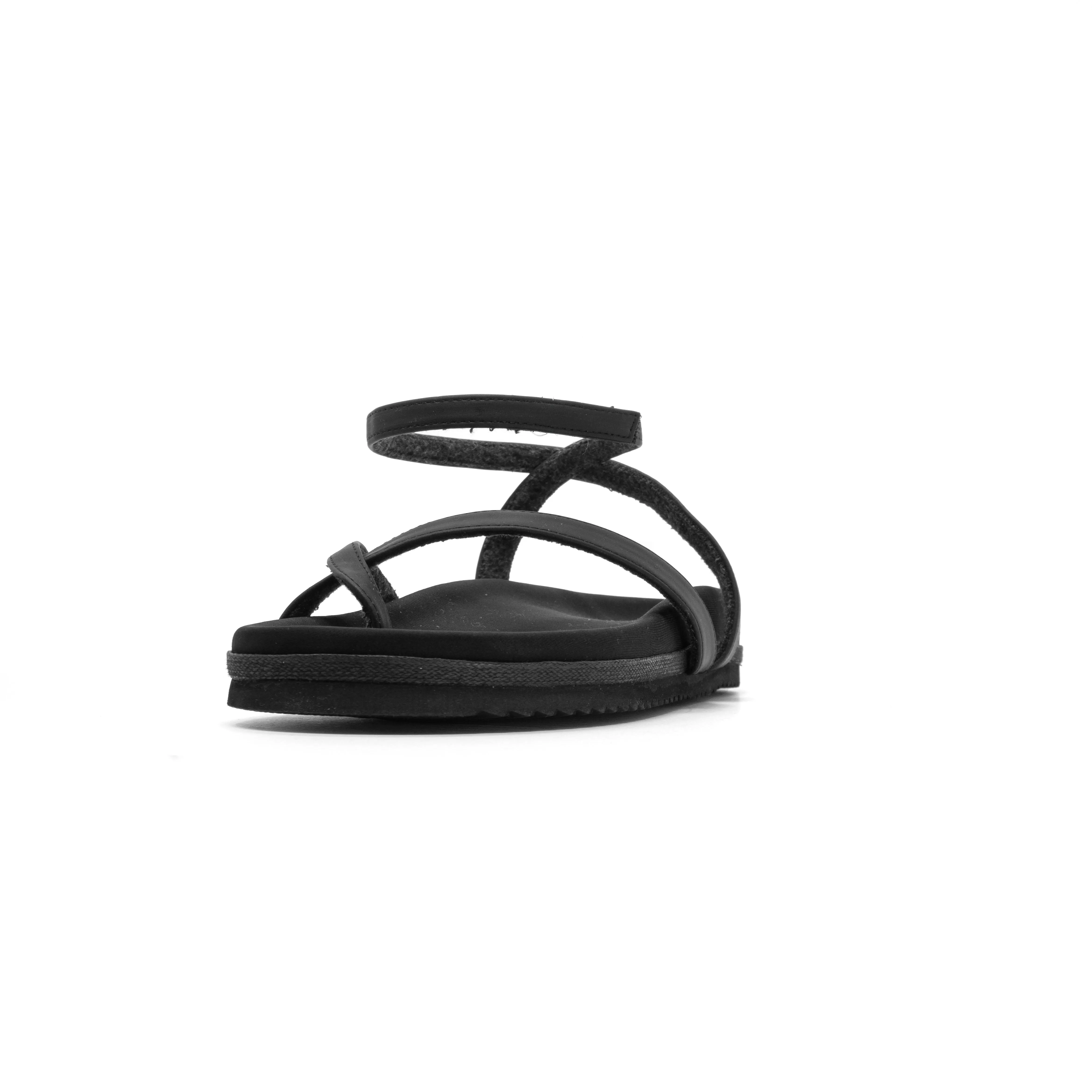 ROAM CROSS WRAP SANDAL BLACK VEGAN LEATHER