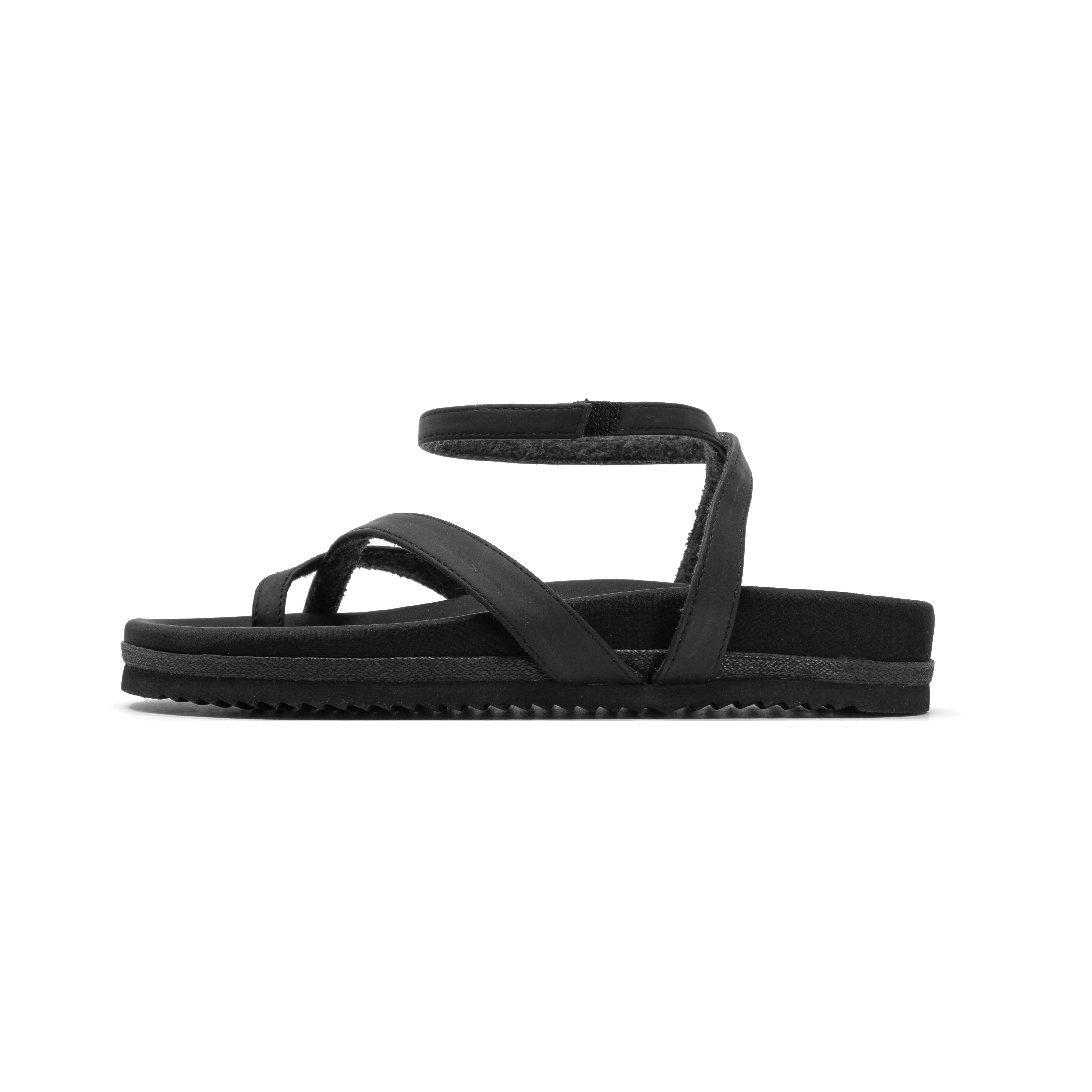 ROAM CROSS WRAP SANDAL BLACK VEGAN LEATHER