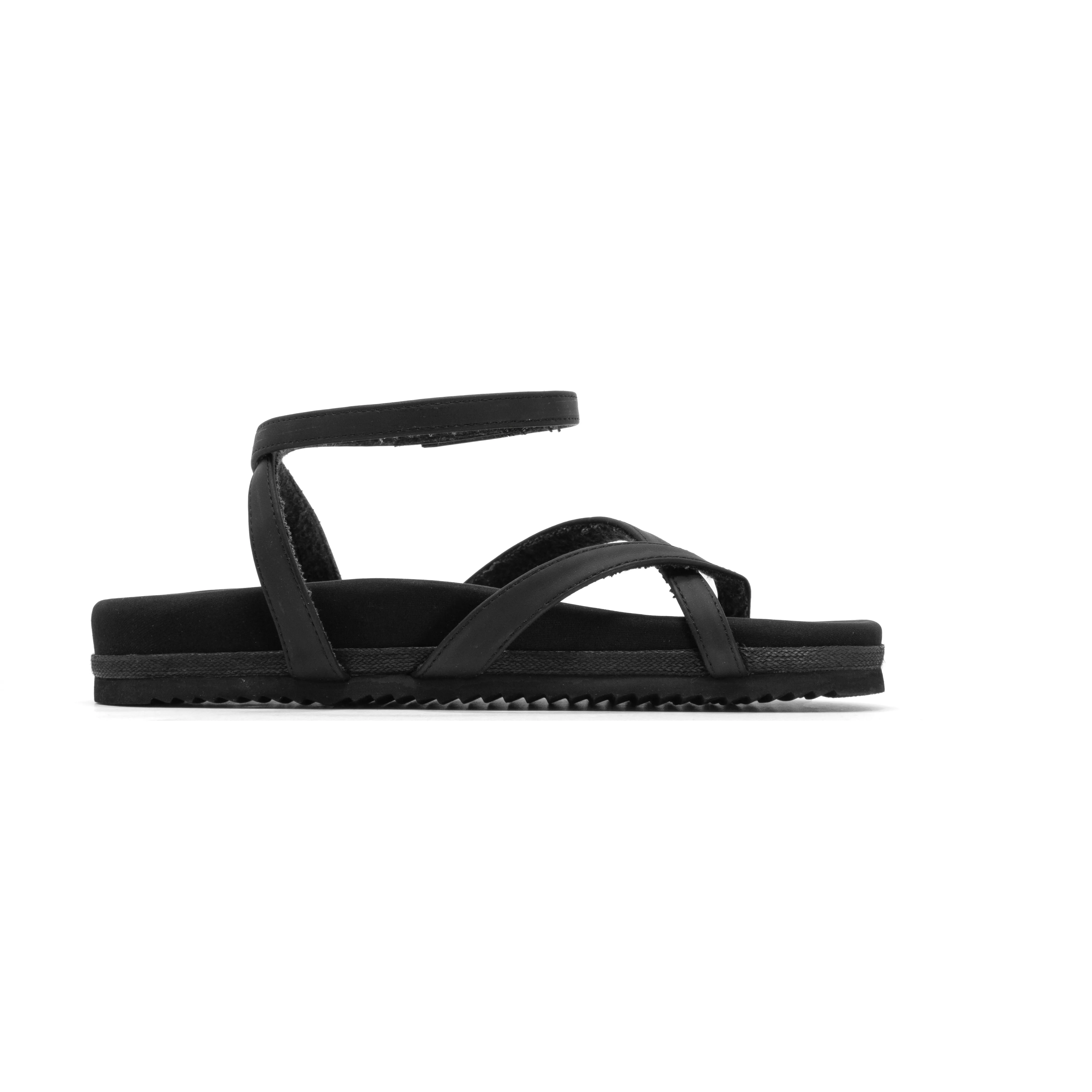 ROAM CROSS WRAP SANDAL BLACK VEGAN LEATHER