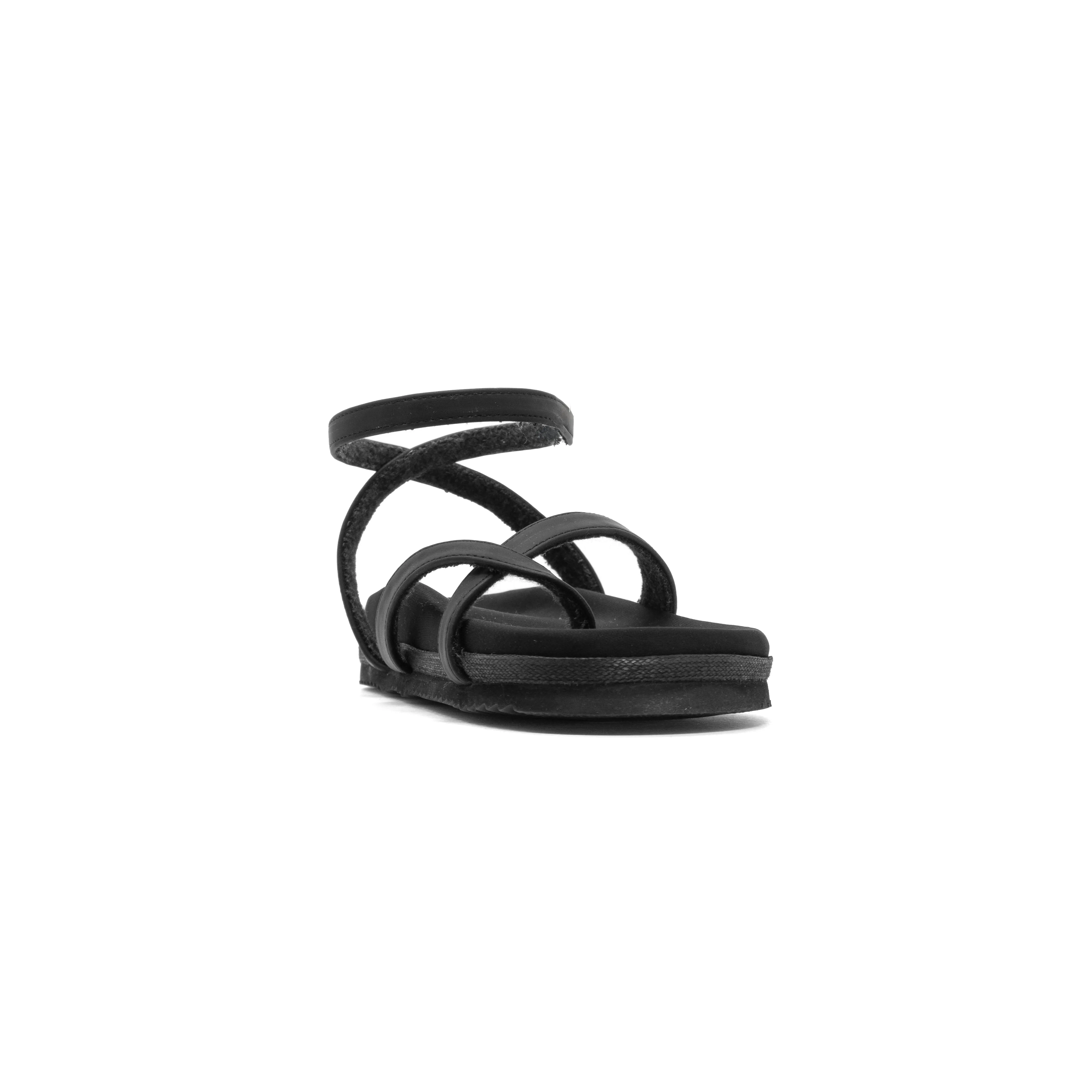 ROAM CROSS WRAP SANDAL BLACK VEGAN LEATHER