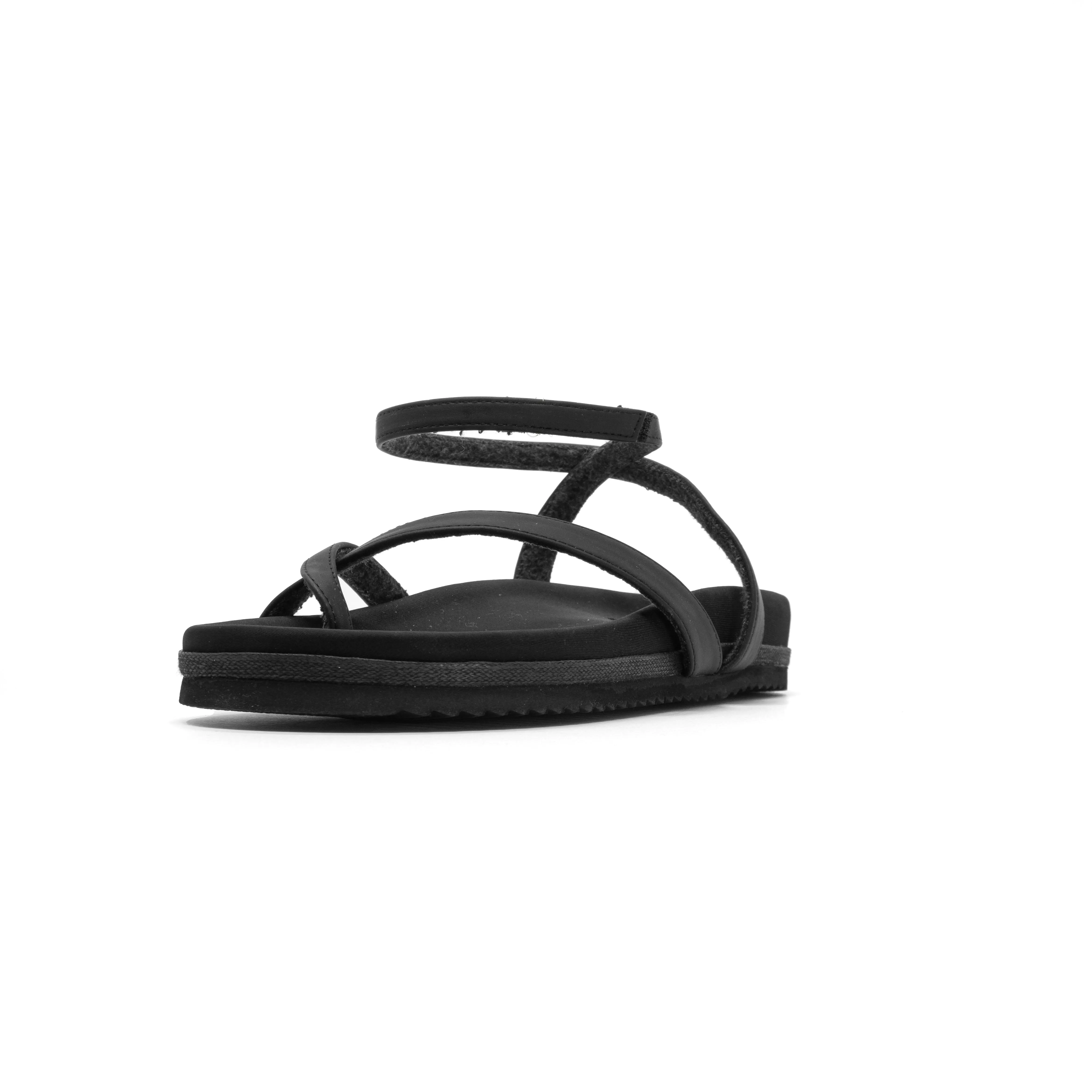 ROAM CROSS WRAP SANDAL BLACK VEGAN LEATHER