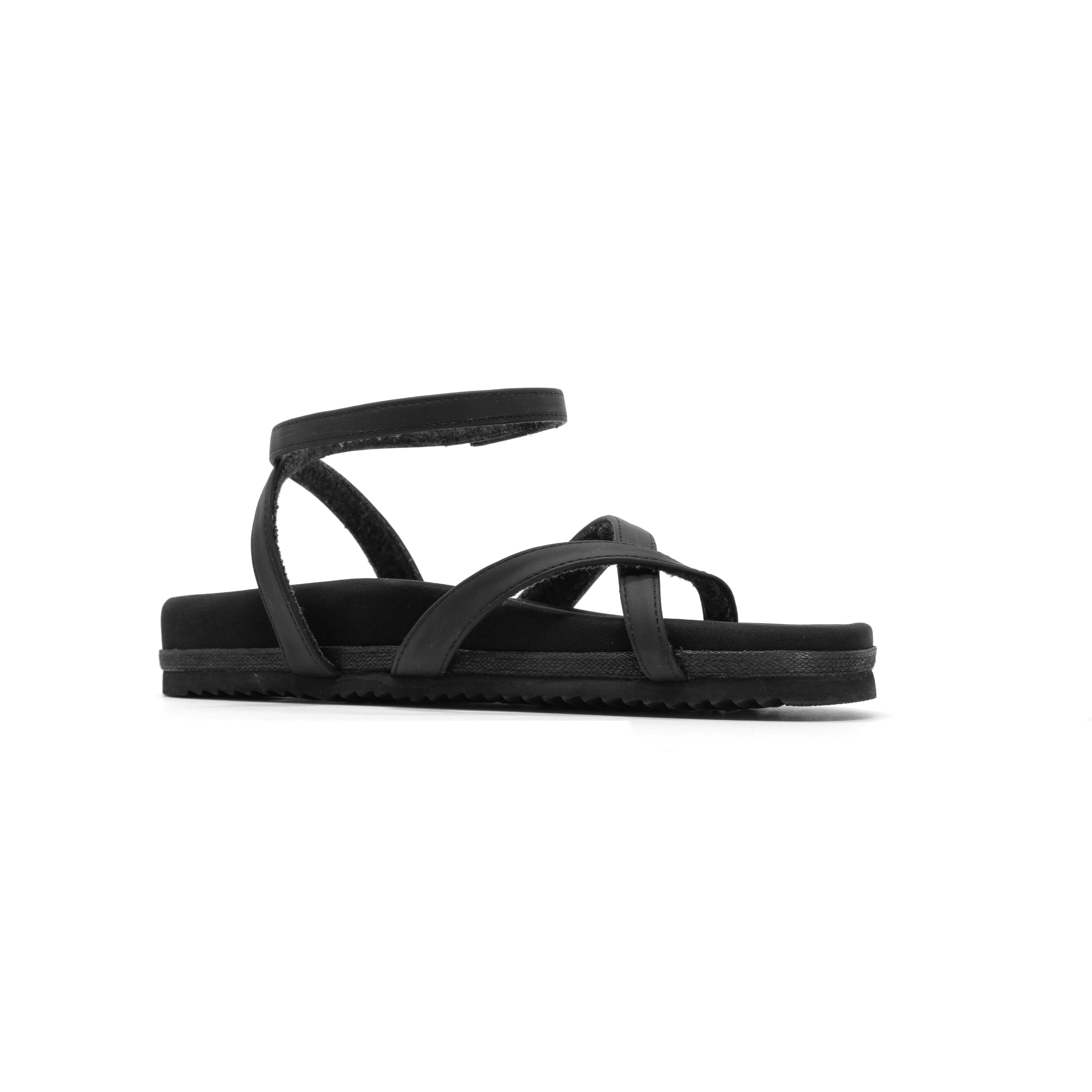 ROAM CROSS WRAP SANDAL BLACK VEGAN LEATHER