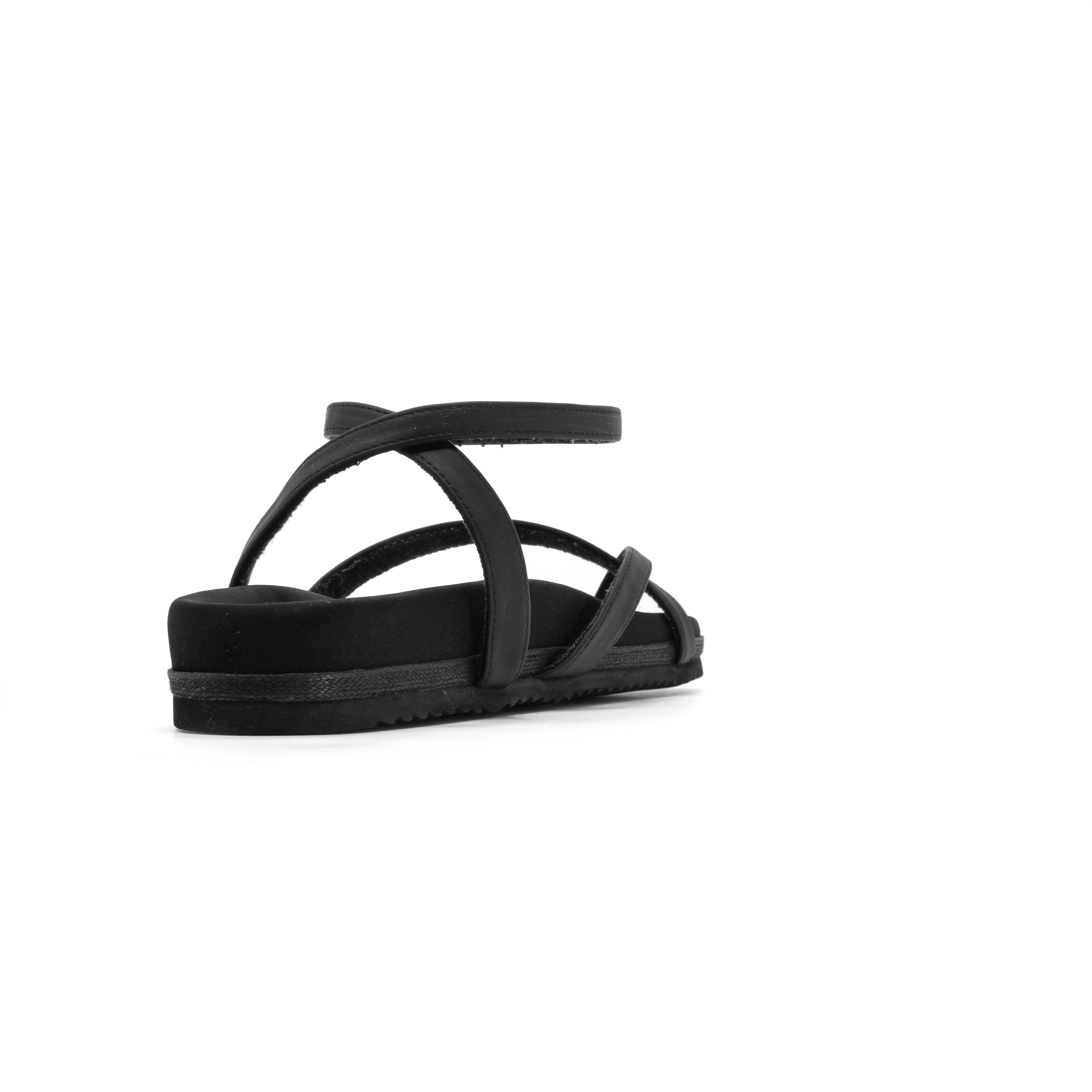 ROAM CROSS WRAP SANDAL BLACK VEGAN LEATHER