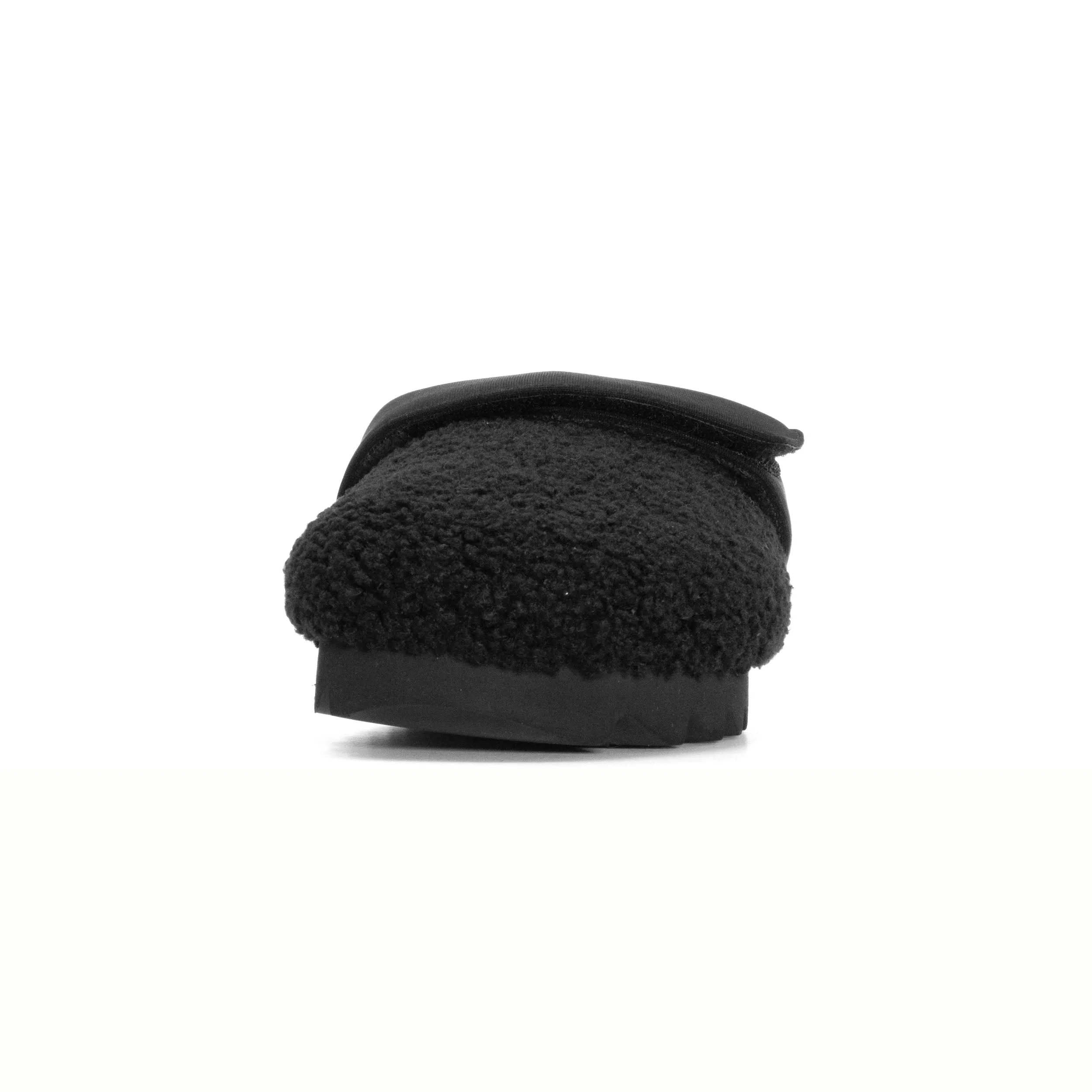 ROAM FUZZY LOAFER MULE BLACK FAUX SHEARLING