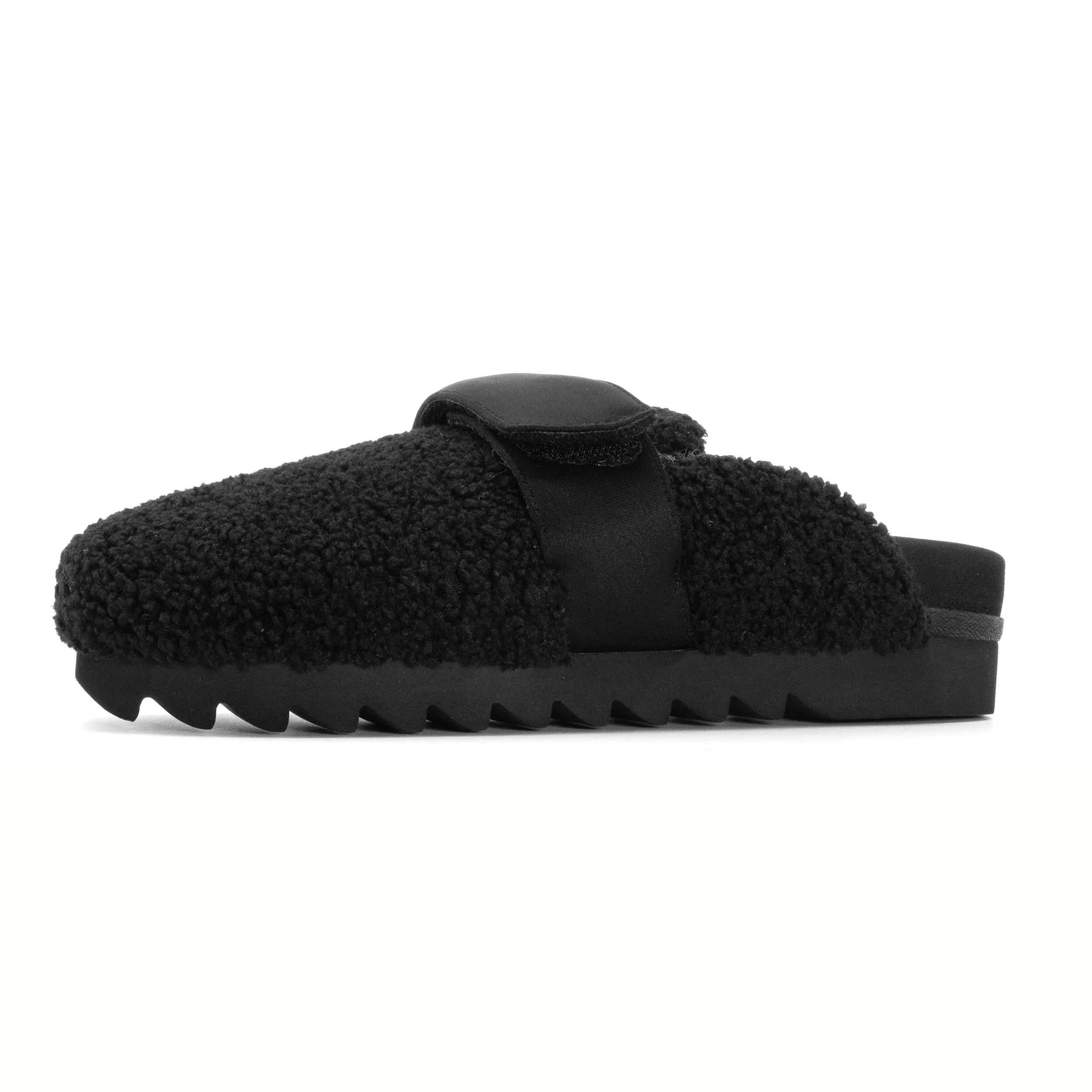 ROAM FUZZY LOAFER MULE BLACK FAUX SHEARLING