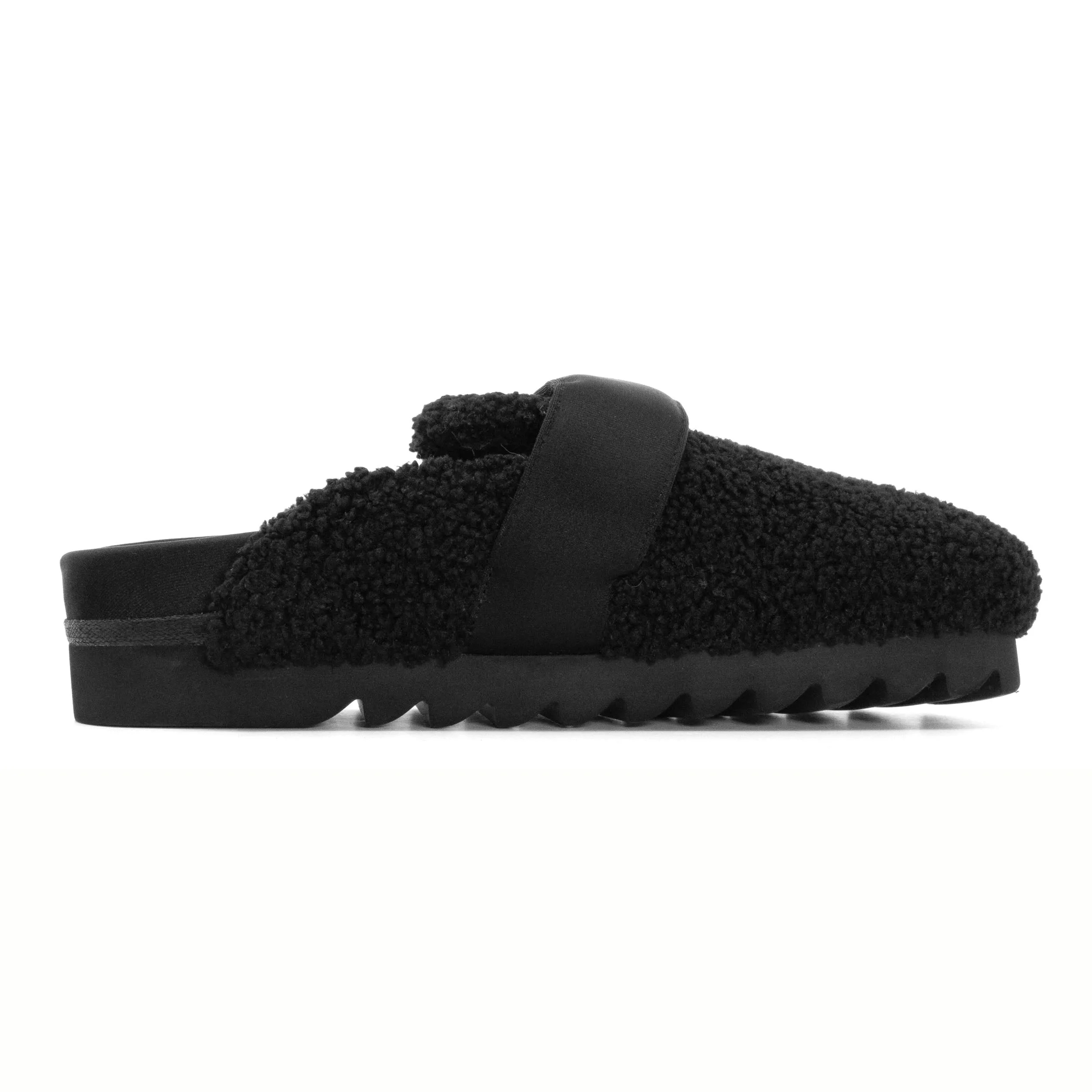 ROAM FUZZY LOAFER MULE BLACK FAUX SHEARLING
