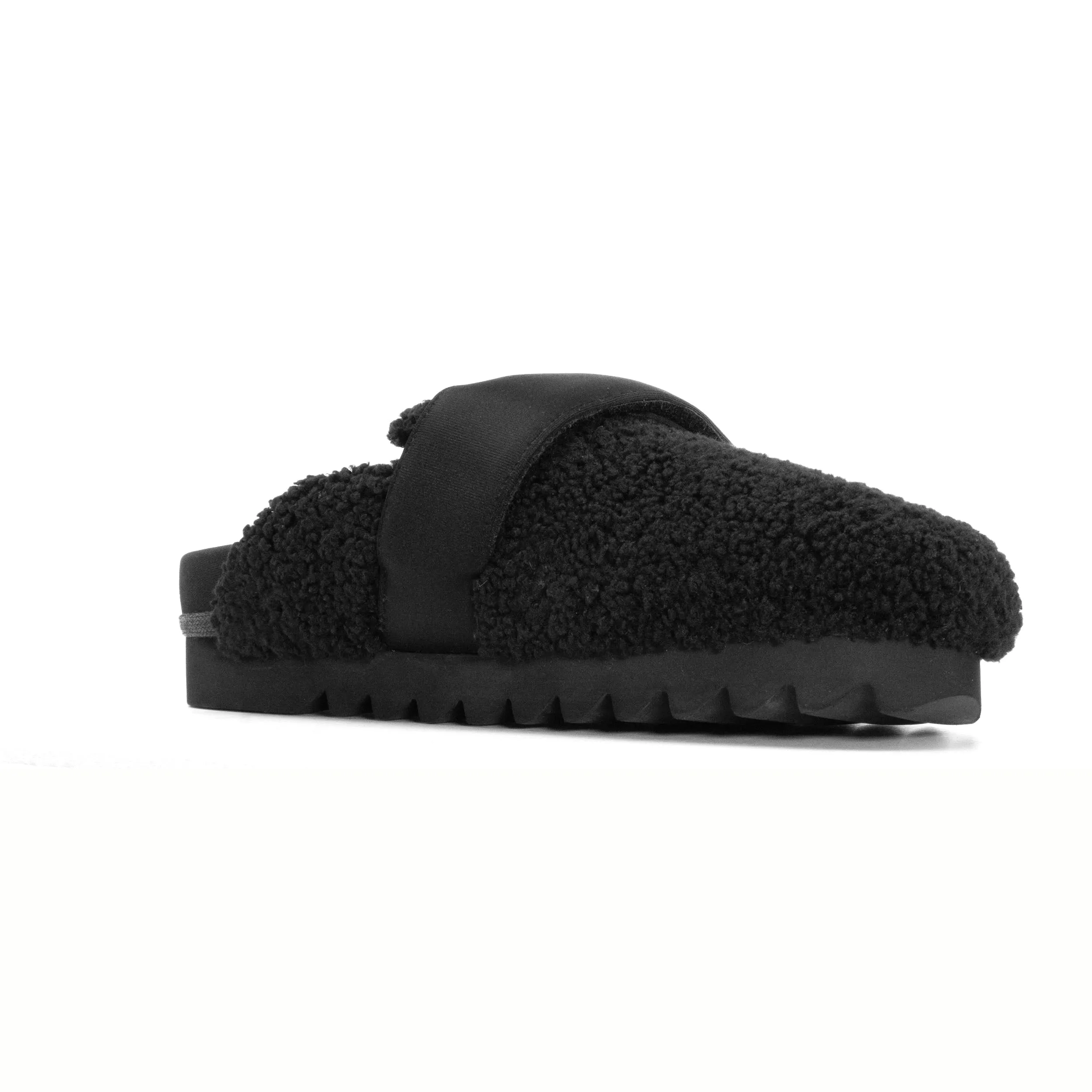 ROAM FUZZY LOAFER MULE BLACK FAUX SHEARLING