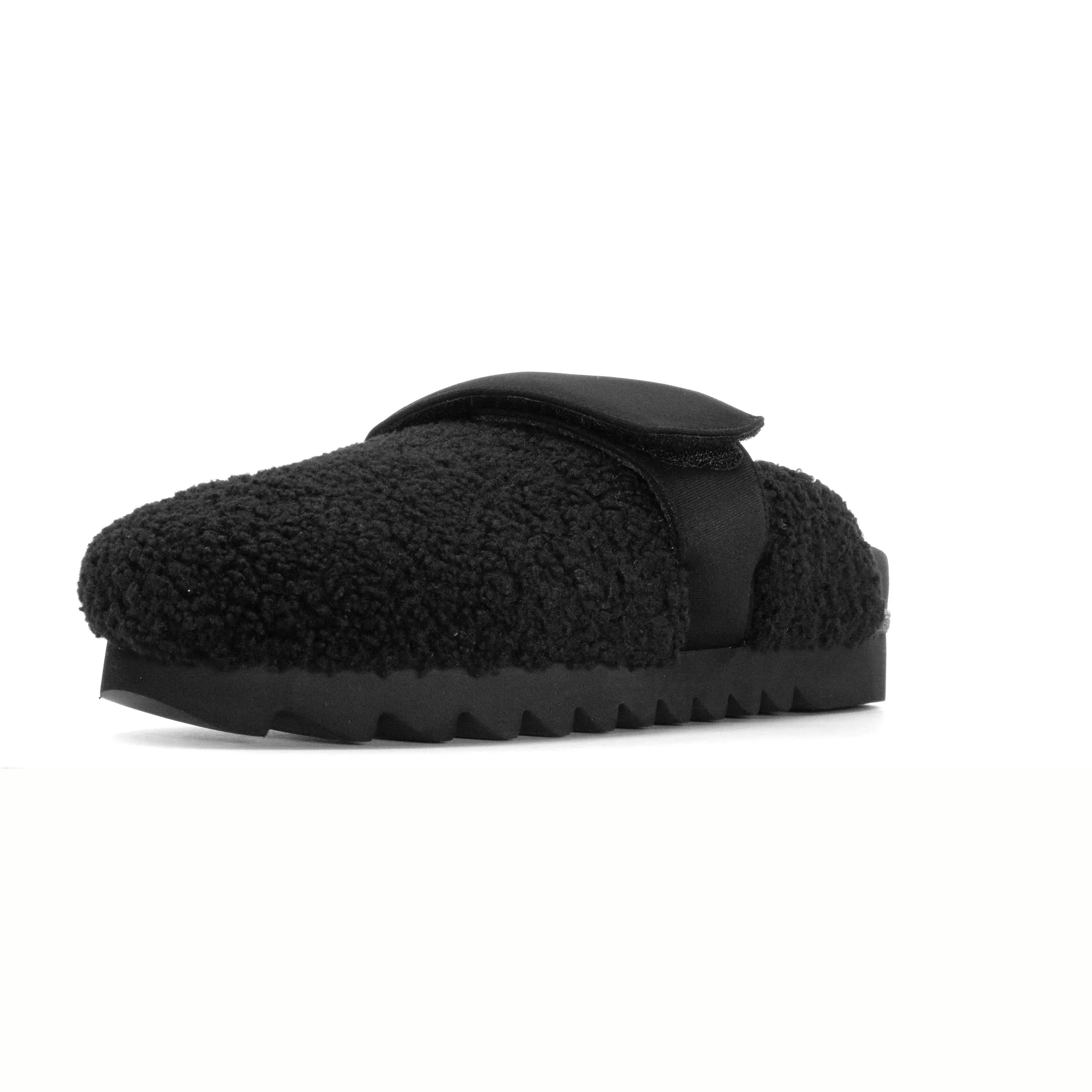 ROAM FUZZY LOAFER MULE BLACK FAUX SHEARLING