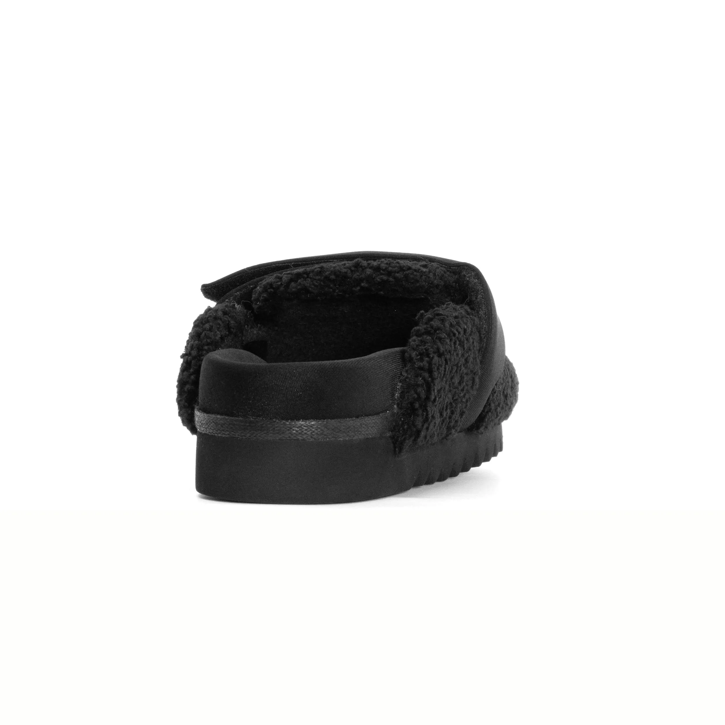 ROAM FUZZY LOAFER MULE BLACK FAUX SHEARLING
