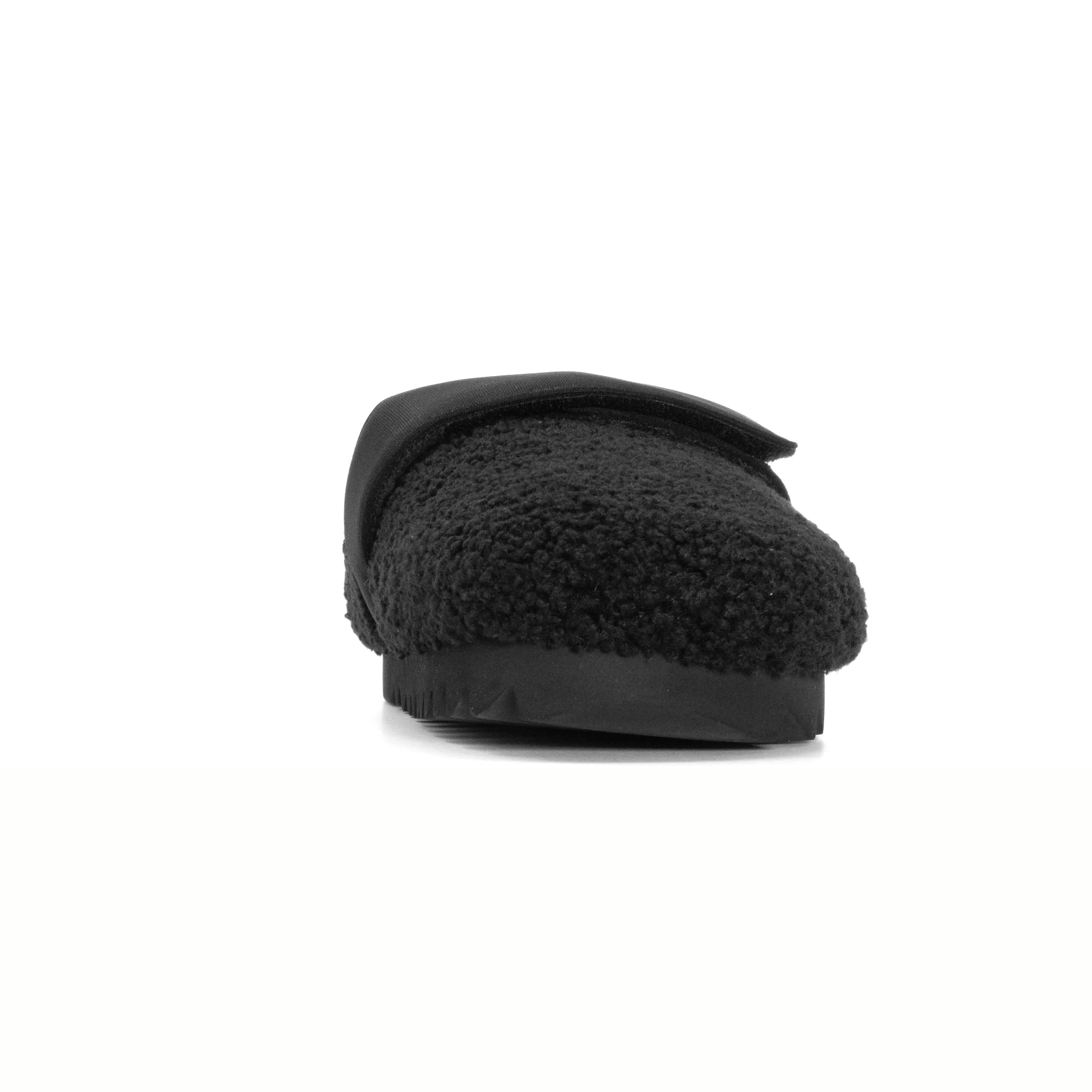 ROAM FUZZY LOAFER MULE BLACK FAUX SHEARLING