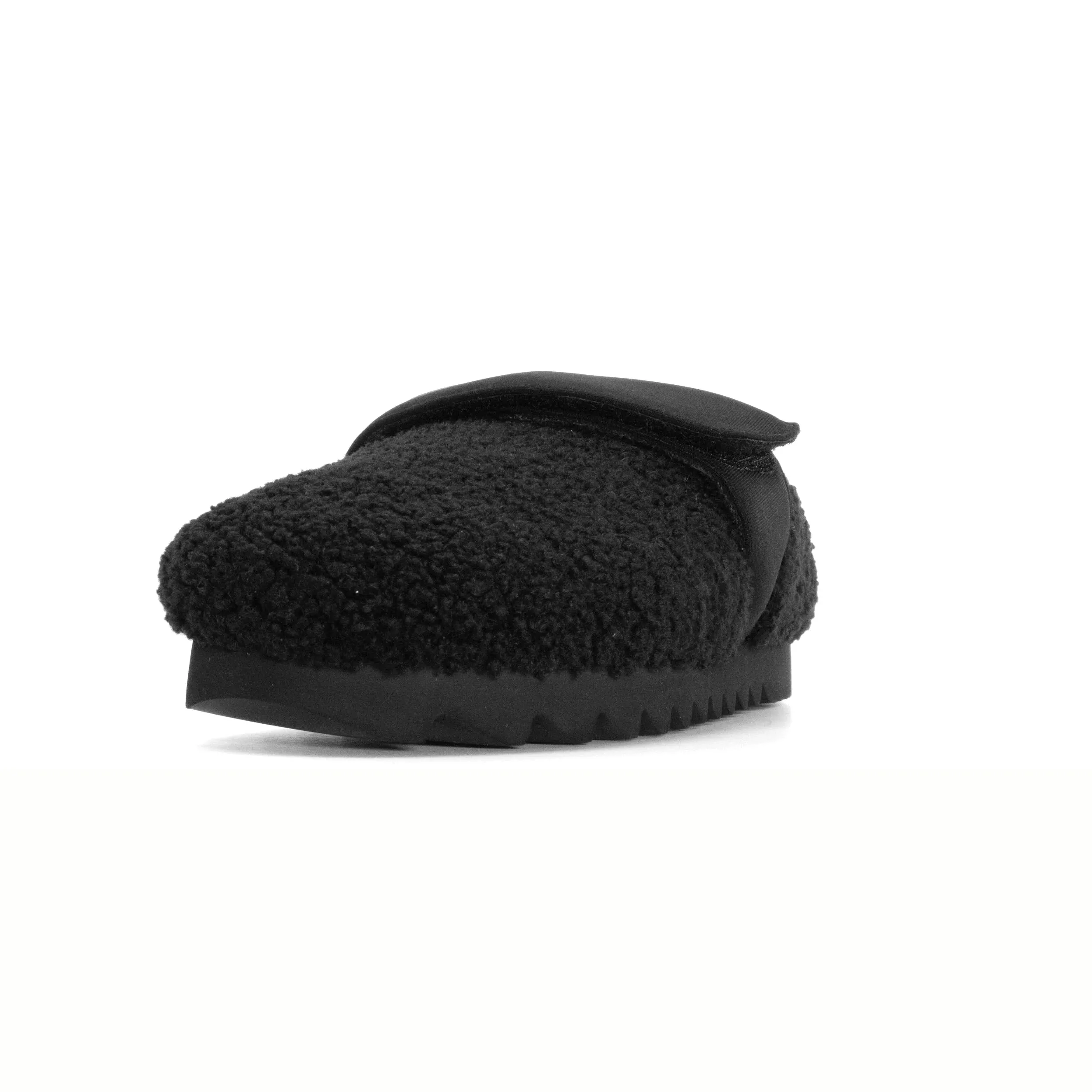 ROAM FUZZY LOAFER MULE BLACK FAUX SHEARLING