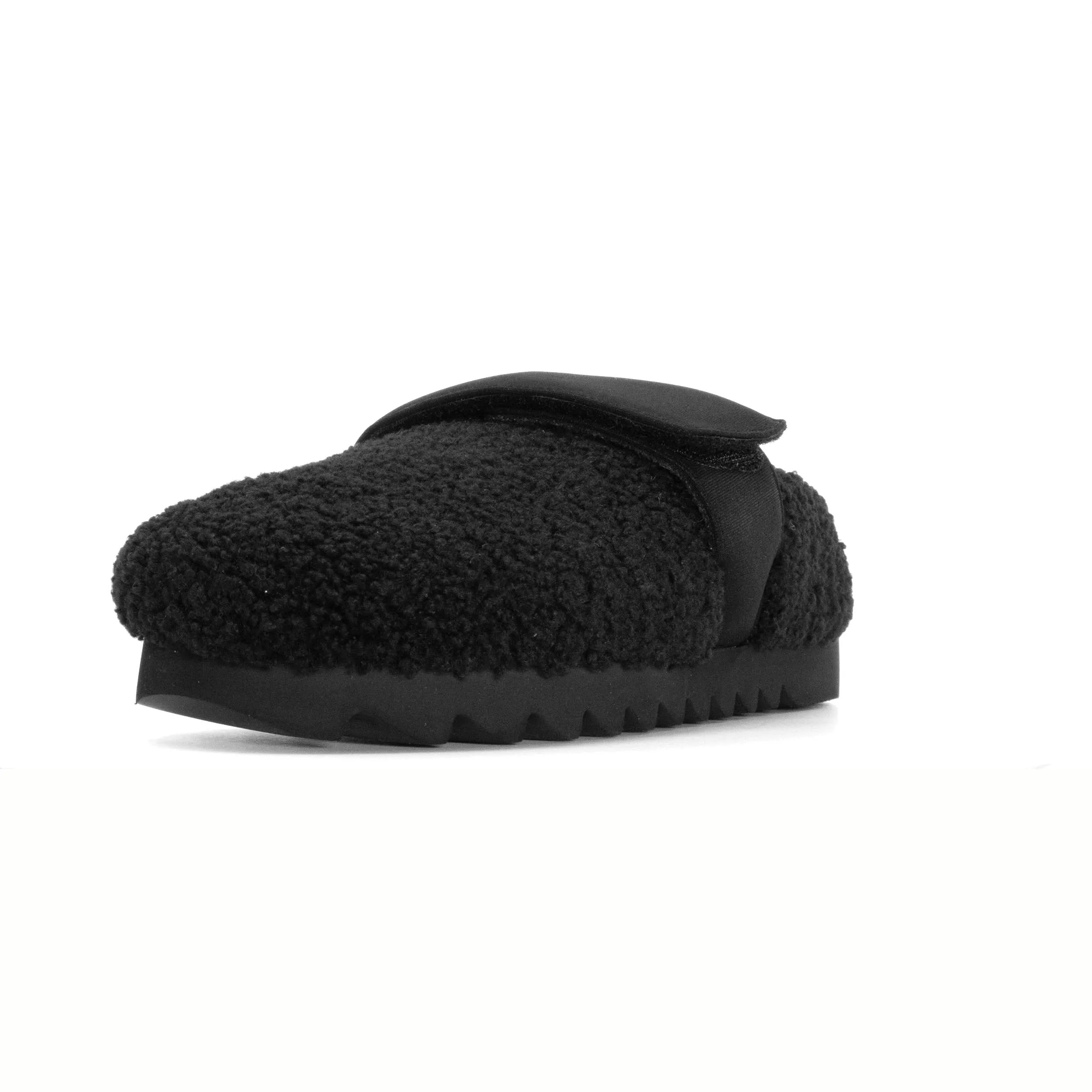ROAM FUZZY LOAFER MULE BLACK FAUX SHEARLING