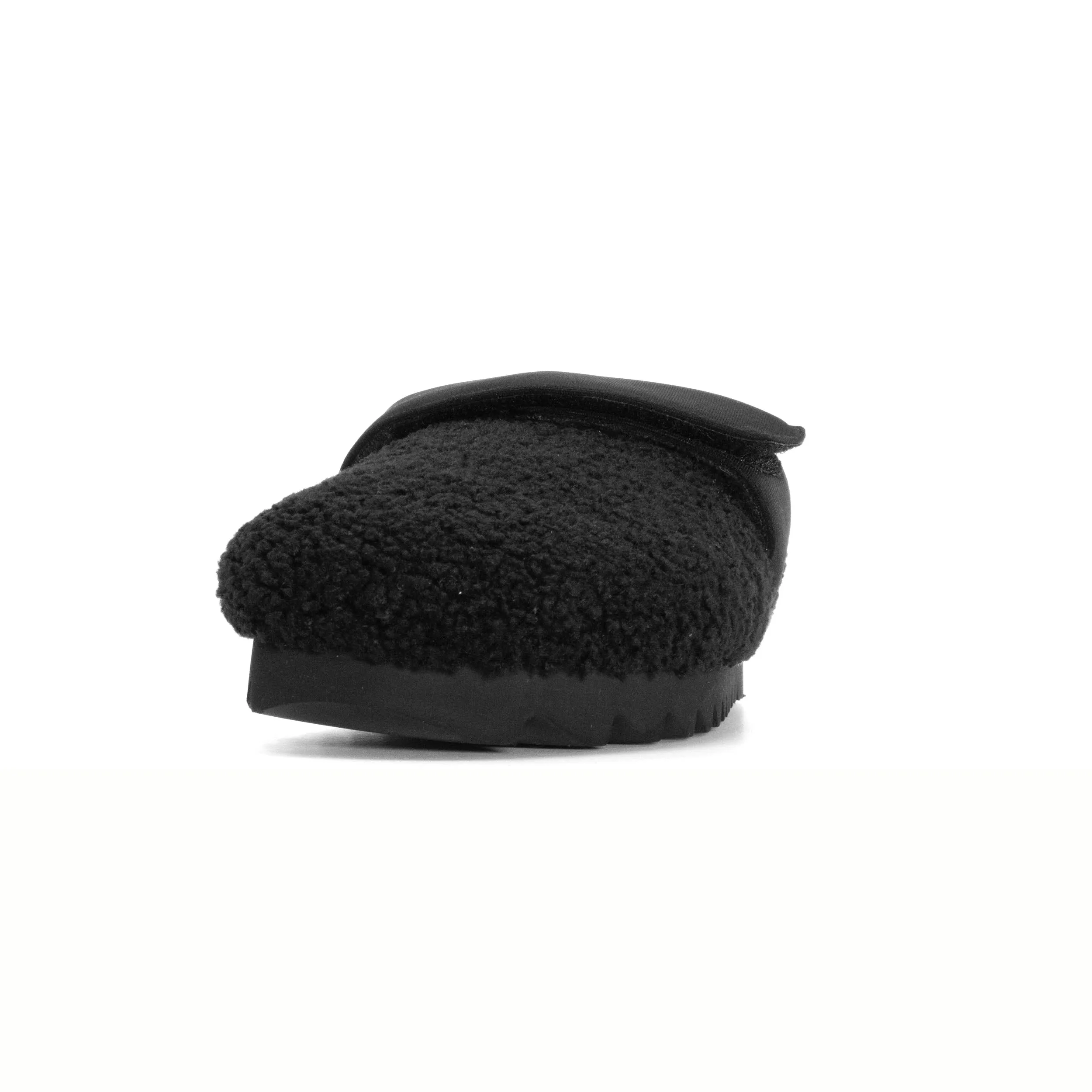 ROAM FUZZY LOAFER MULE BLACK FAUX SHEARLING