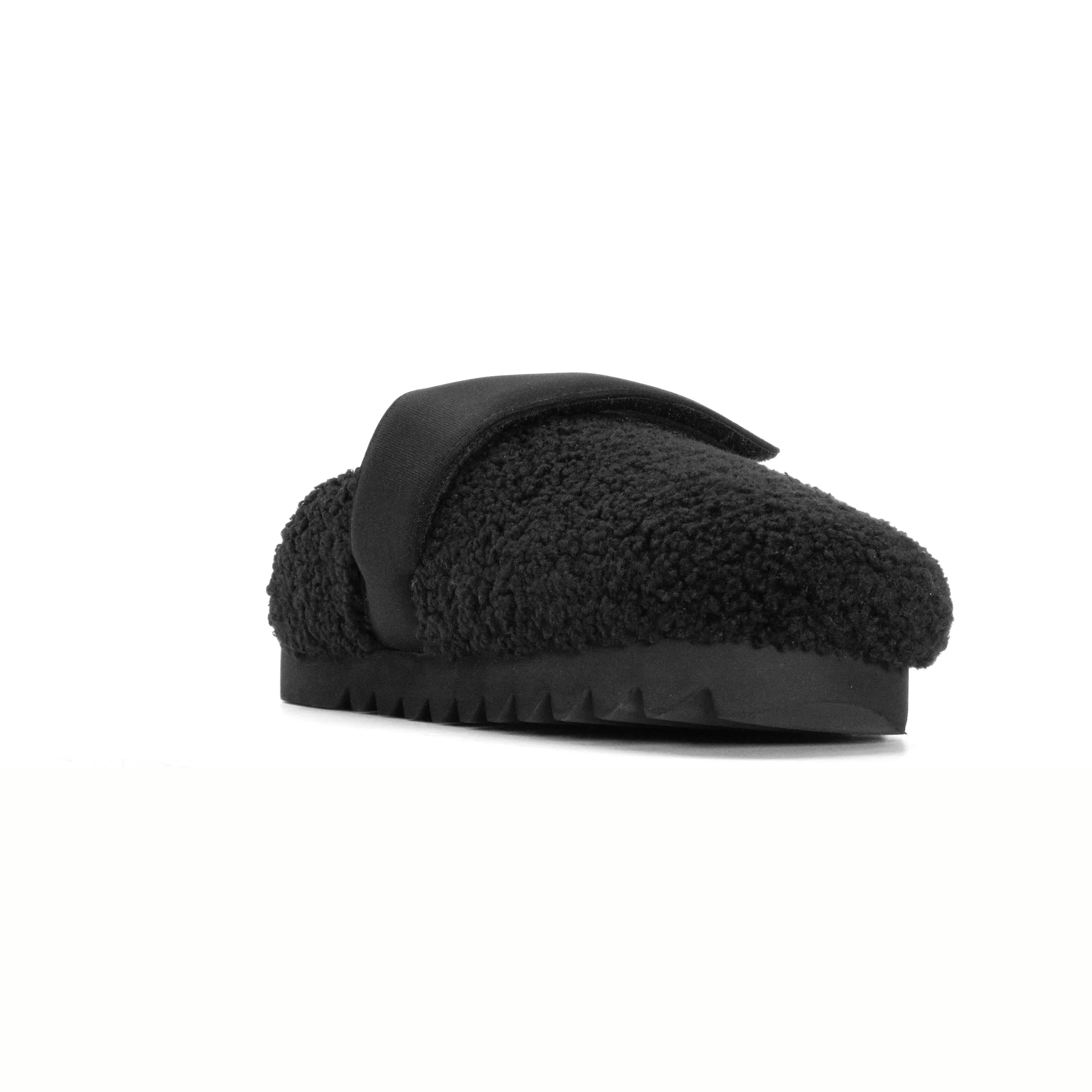 ROAM FUZZY LOAFER MULE BLACK FAUX SHEARLING