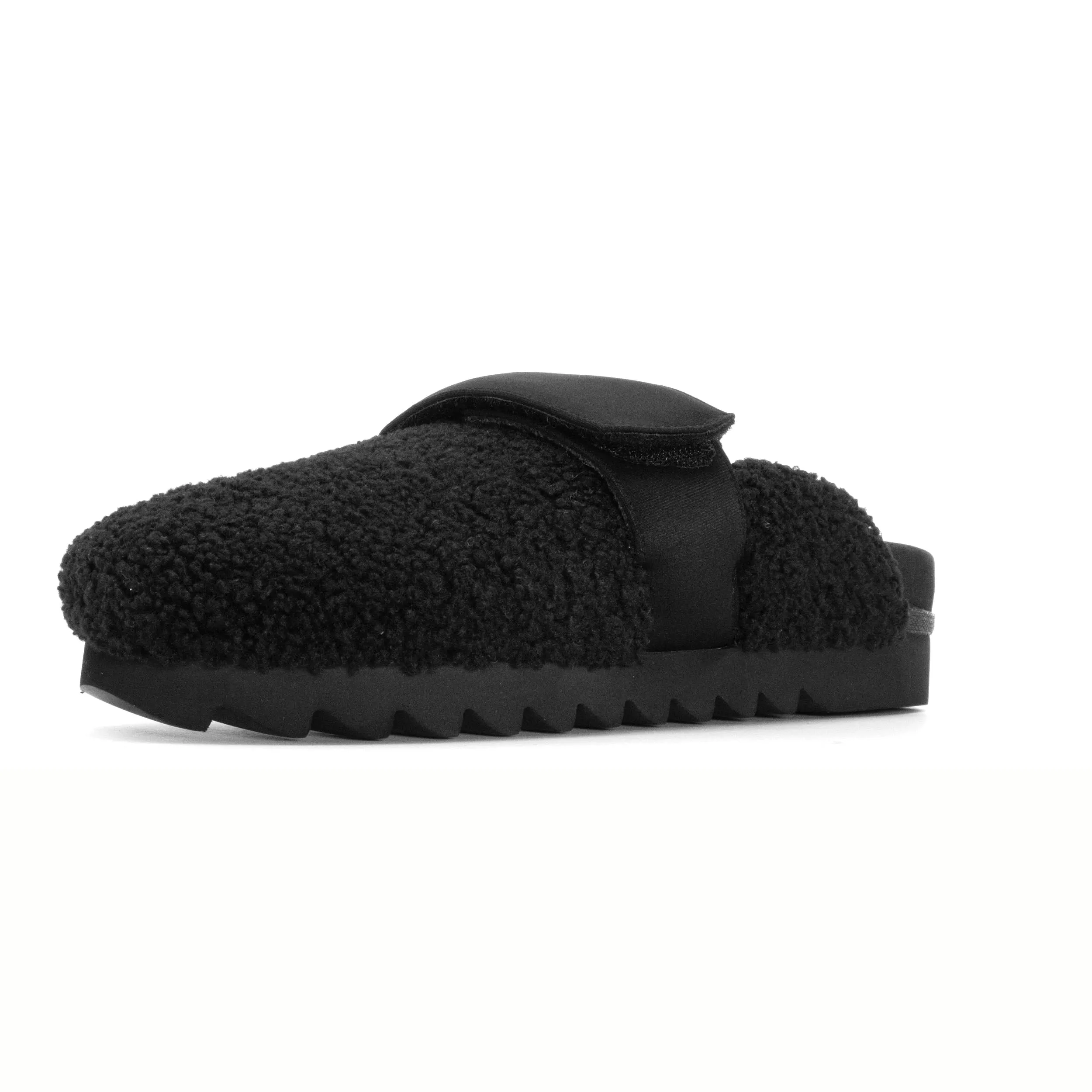 ROAM FUZZY LOAFER MULE BLACK FAUX SHEARLING
