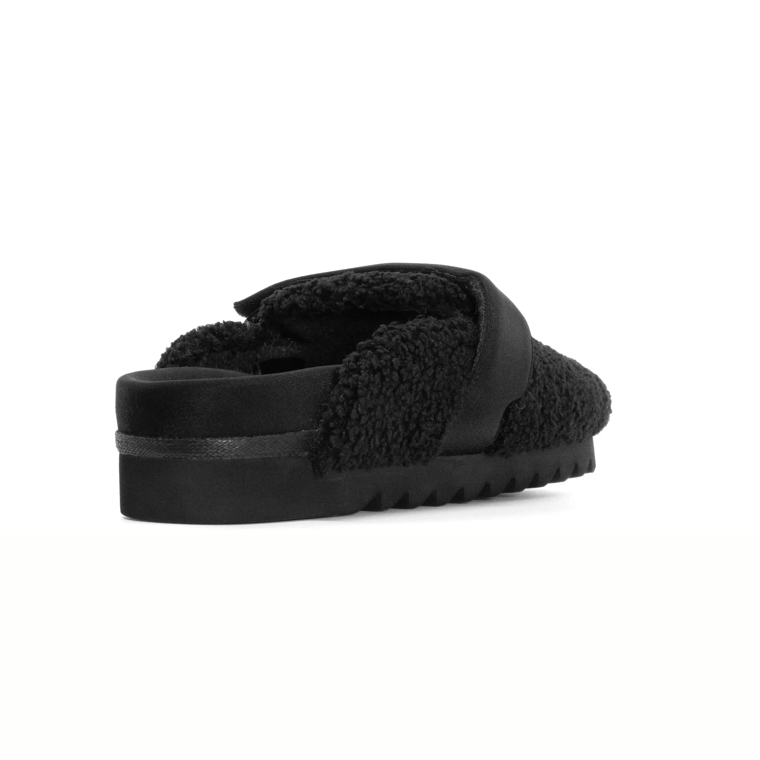 ROAM FUZZY LOAFER MULE BLACK FAUX SHEARLING