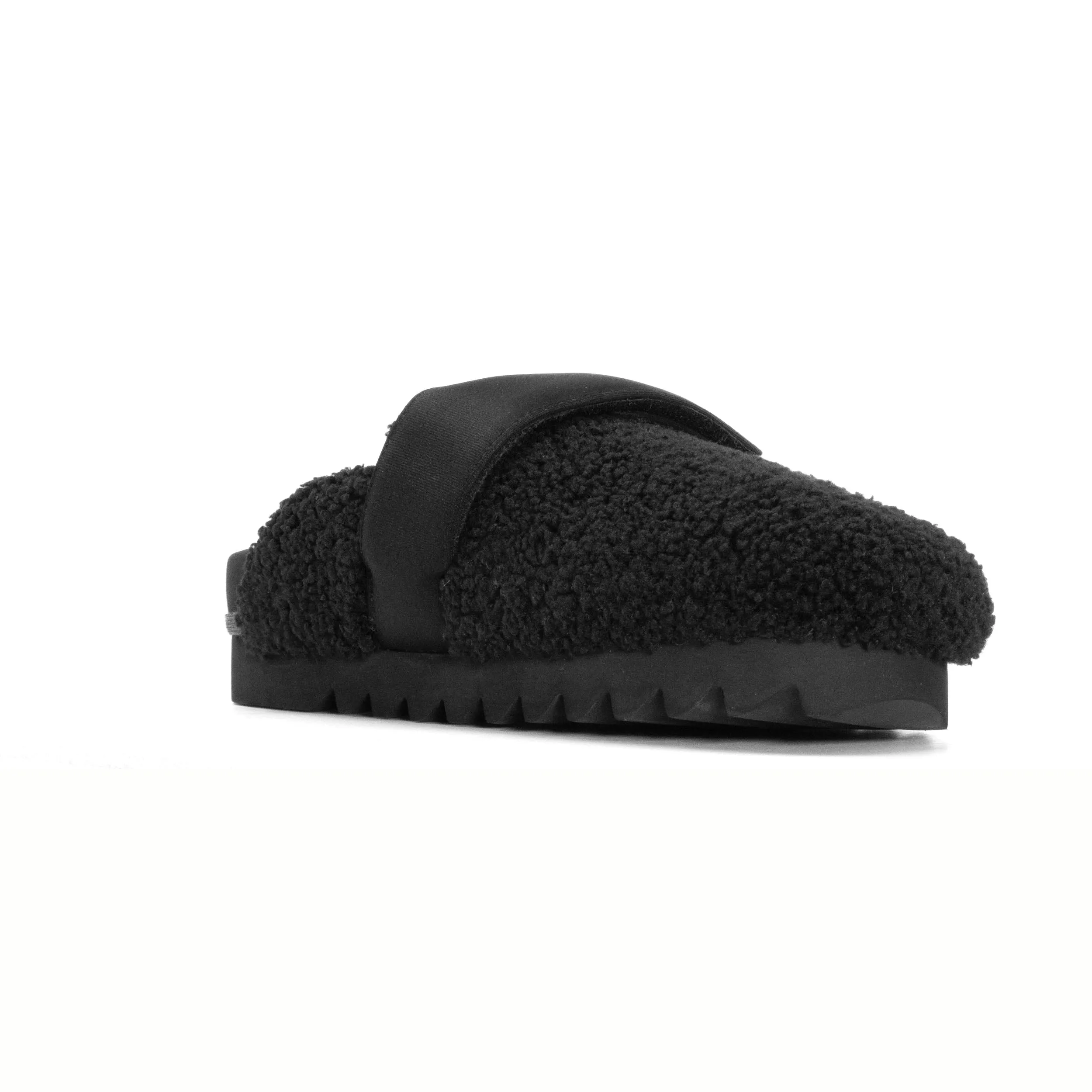 ROAM FUZZY LOAFER MULE BLACK FAUX SHEARLING
