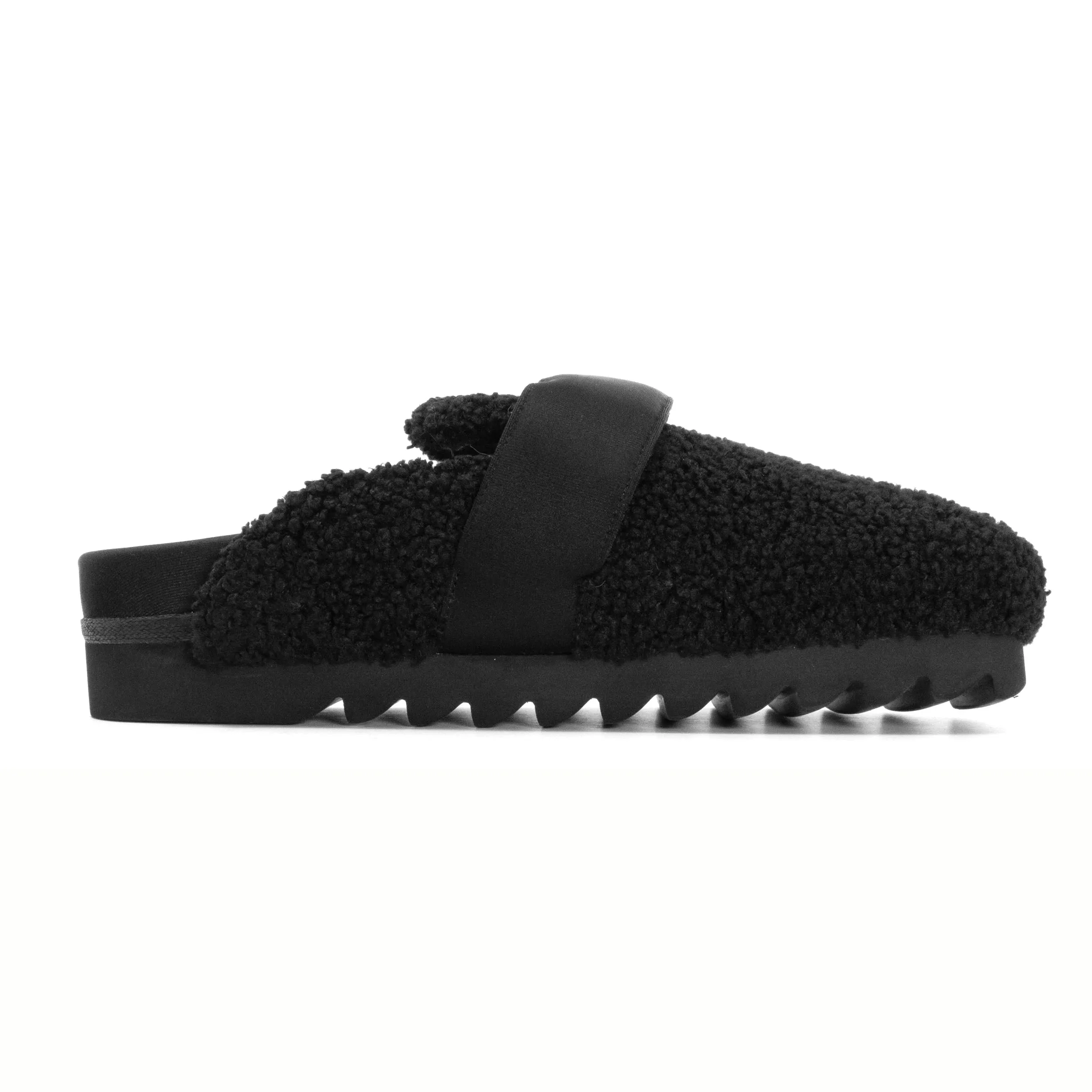 ROAM FUZZY LOAFER MULE BLACK FAUX SHEARLING