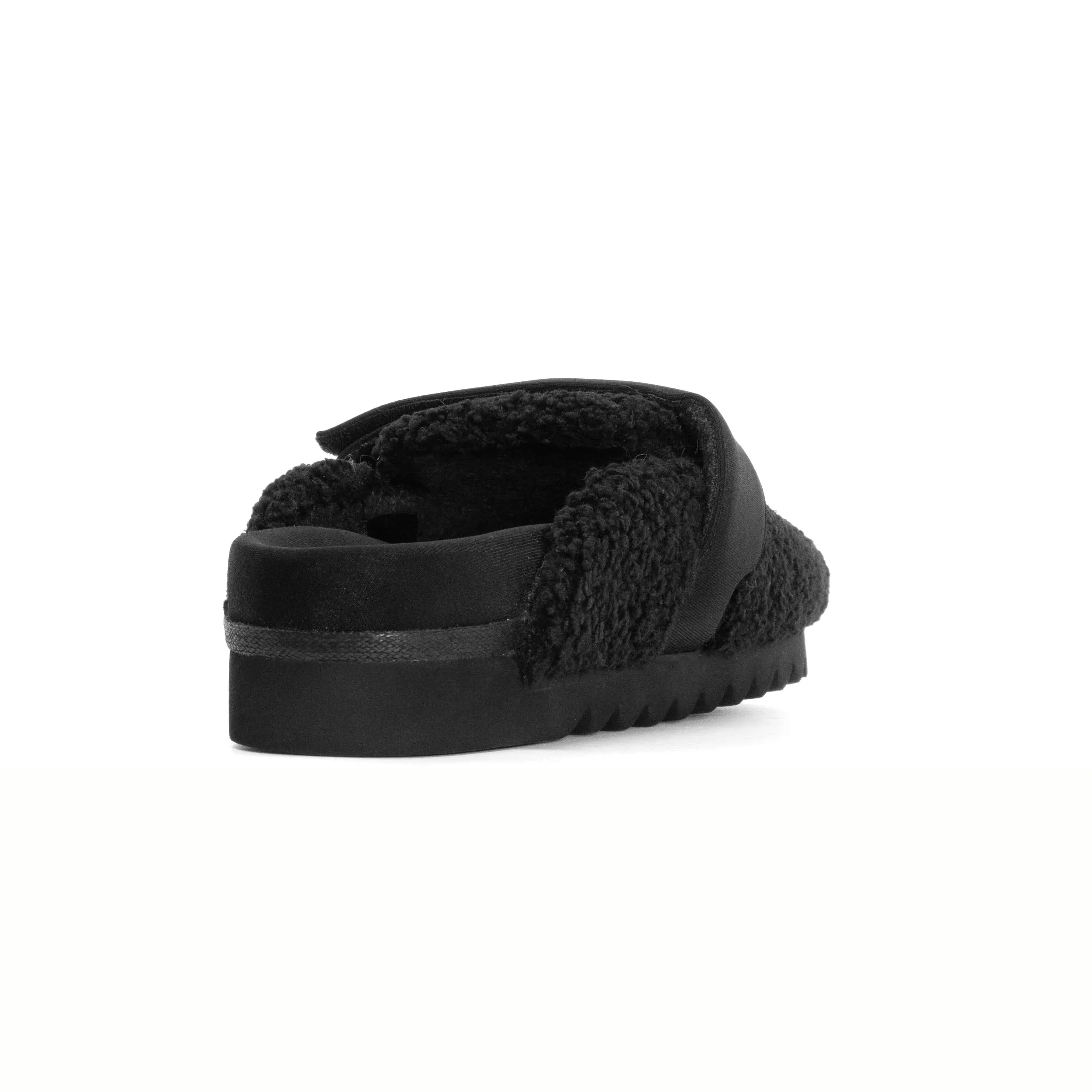 ROAM FUZZY LOAFER MULE BLACK FAUX SHEARLING