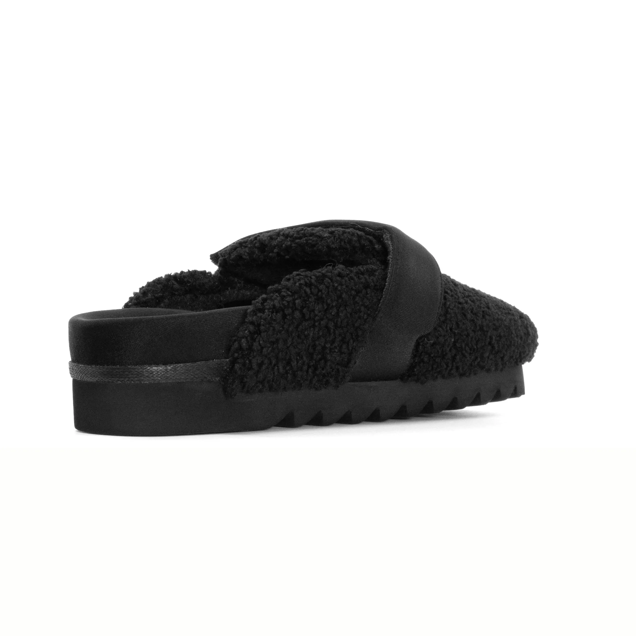 ROAM FUZZY LOAFER MULE BLACK FAUX SHEARLING